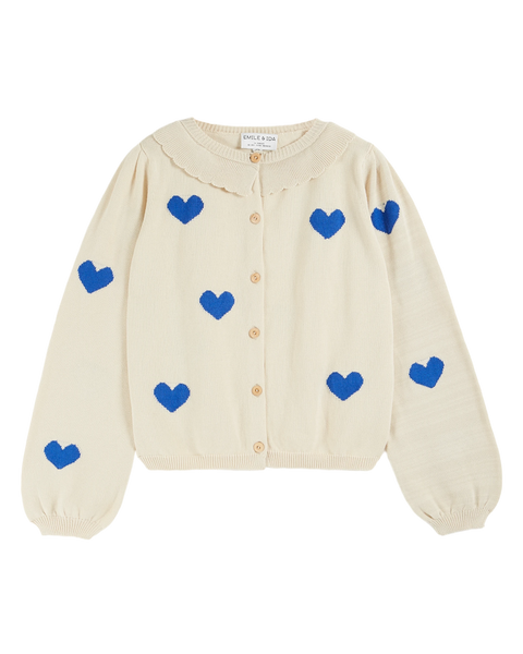Women's cardigan in ecru organic cotton heart