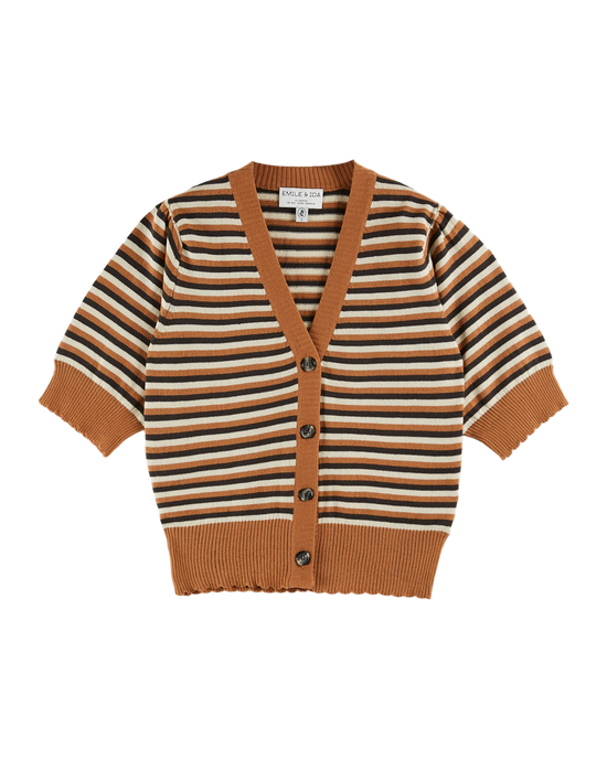 emile et ida Cardigan rayures caramel
