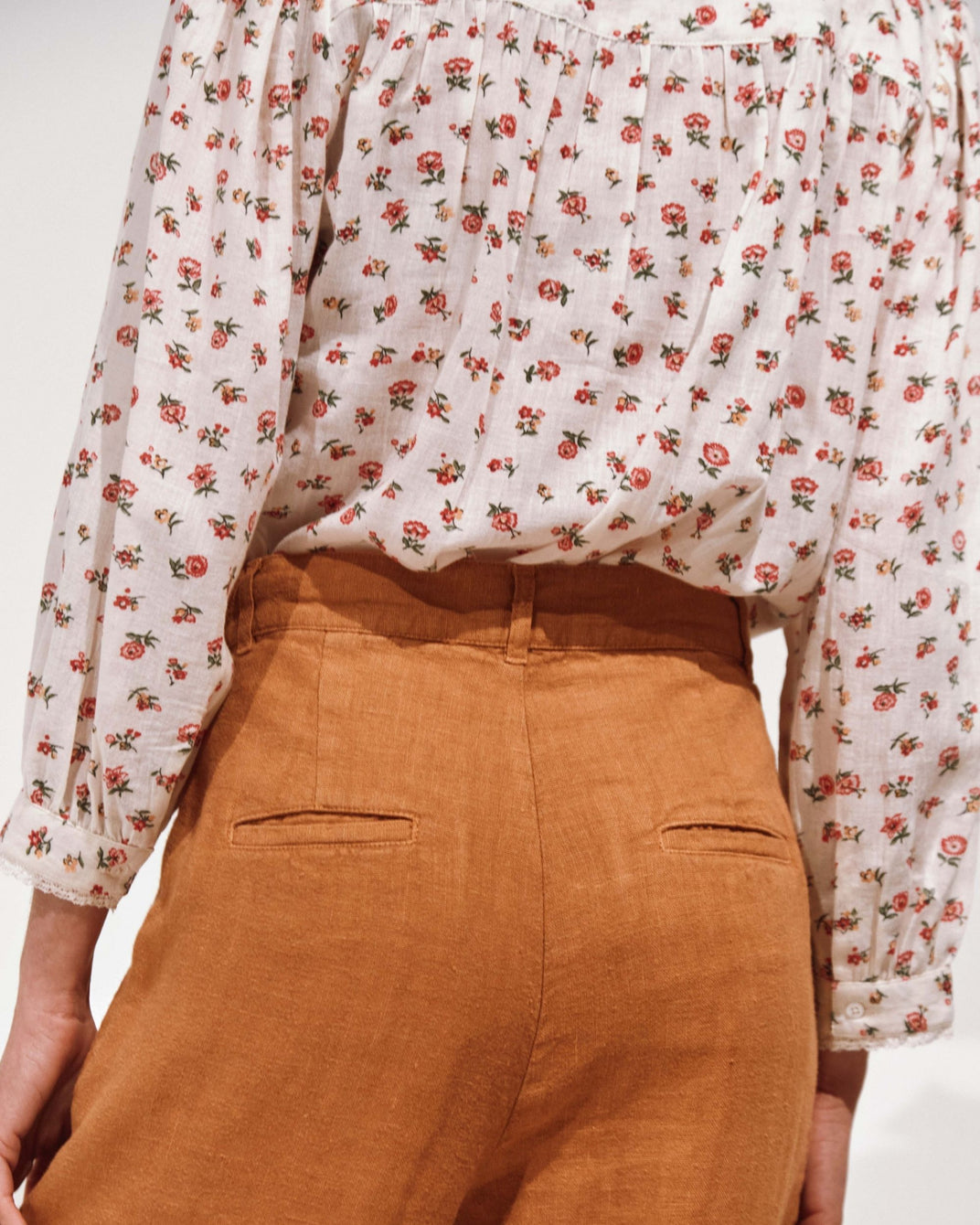 Pantalon - droit lin caramel