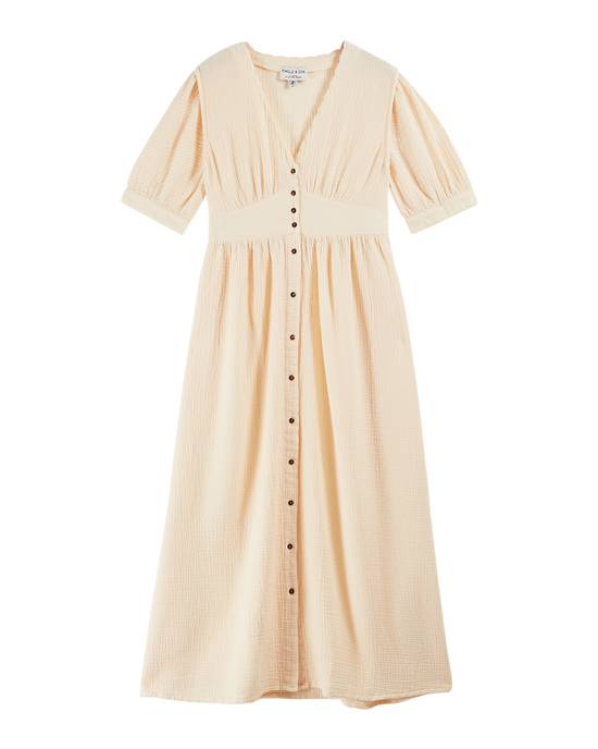 emile et ida Robe longue gaze de coton crème
