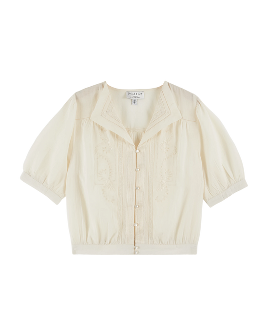 emile et ida Blouse brodée vintage écru