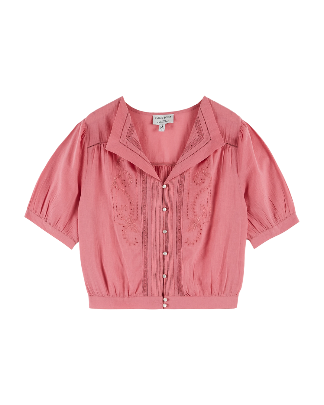 Blouse - brodée vintage framboise