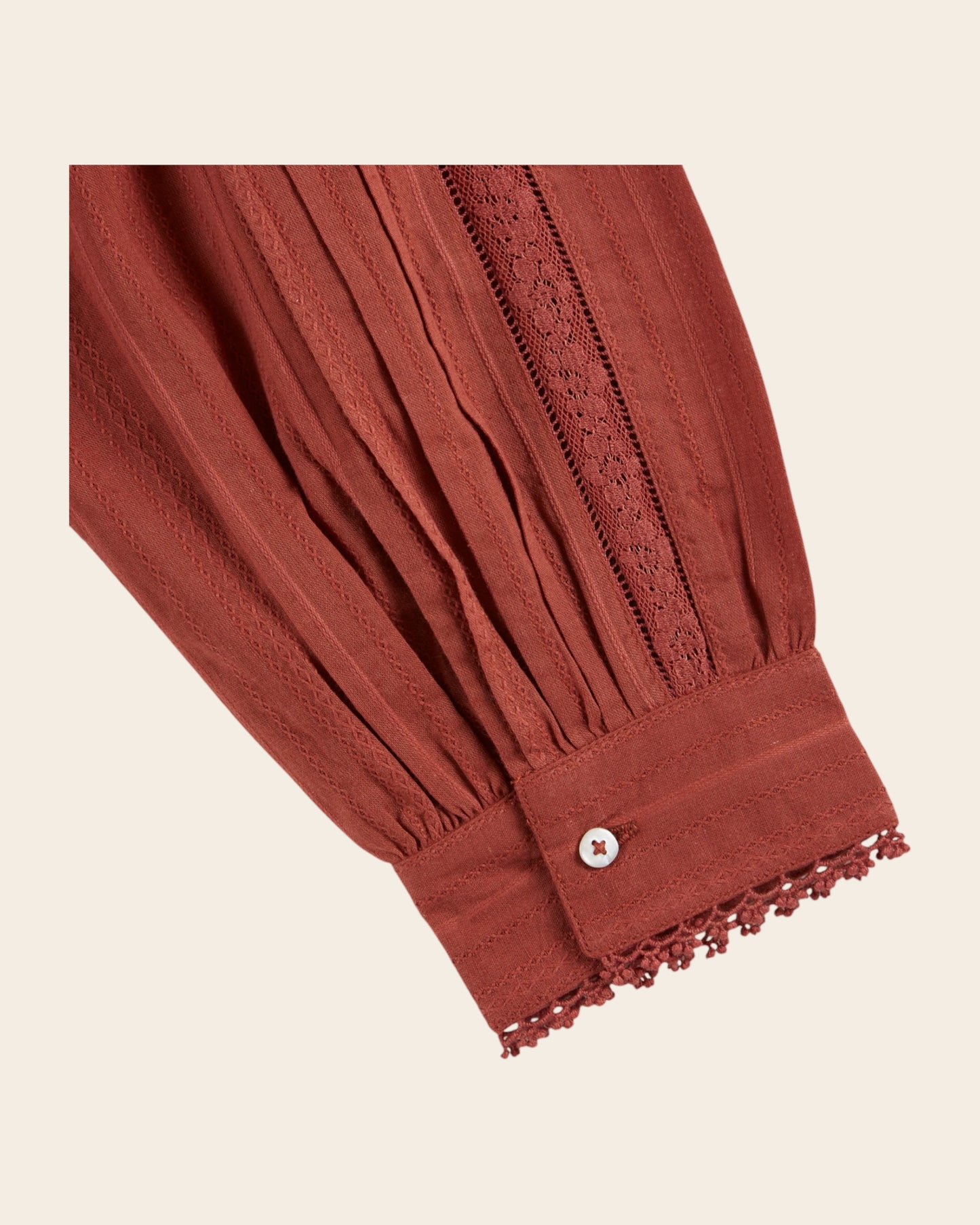 Blouse dentelle brique