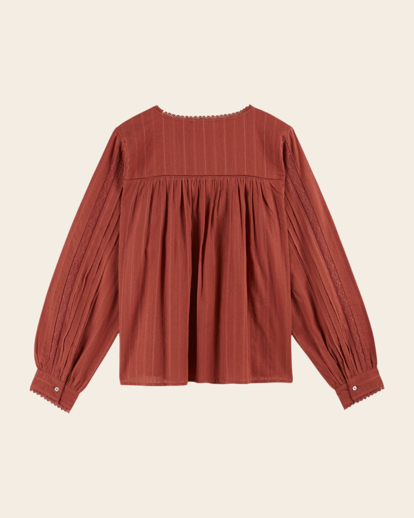 Blouse dentelle brique