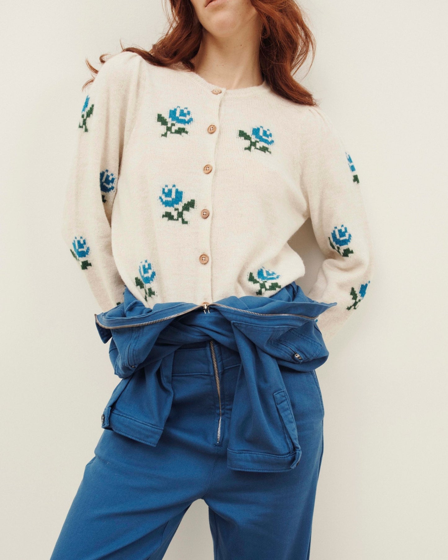 ecru floral cardigan