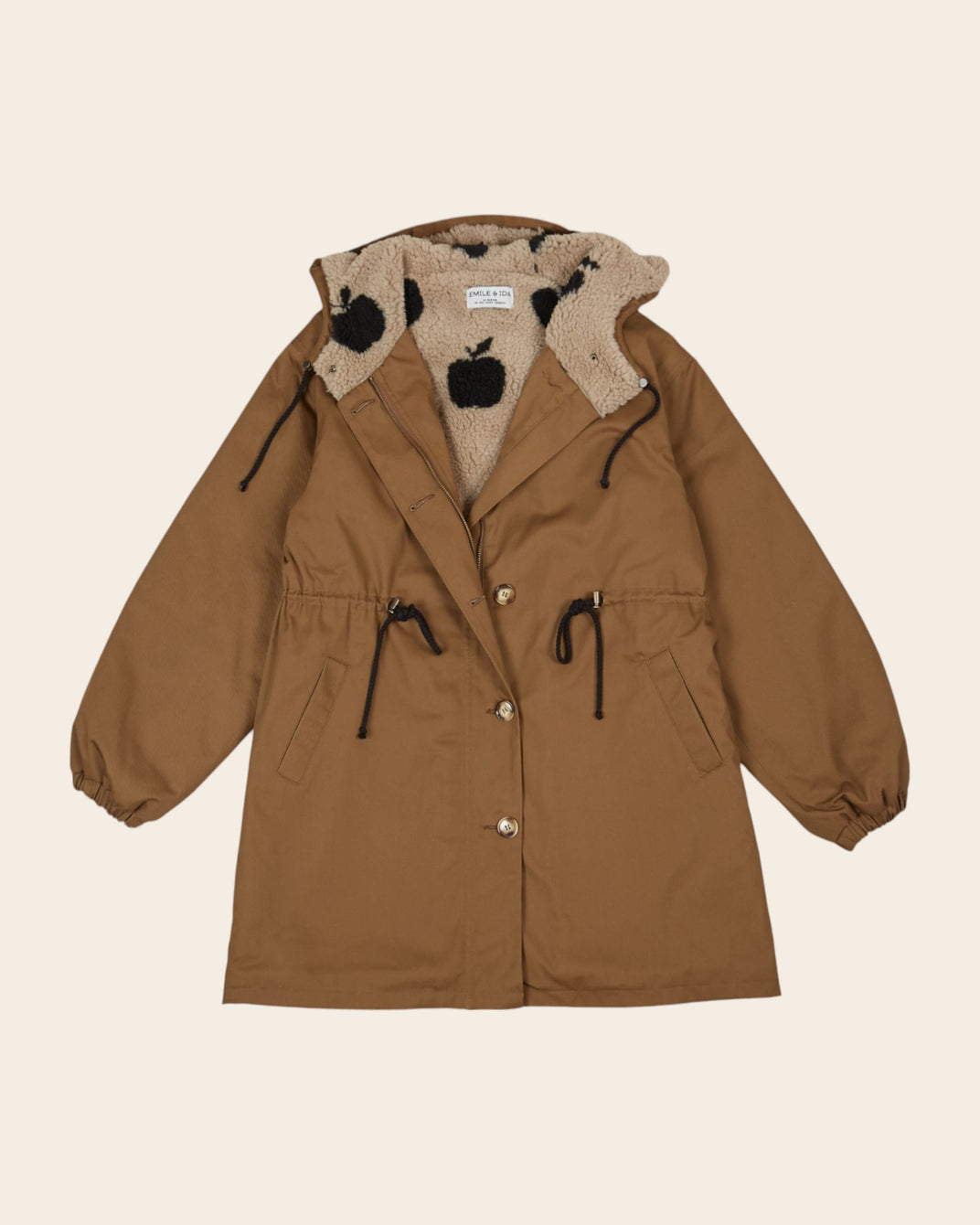chestnut fleece-lined parka