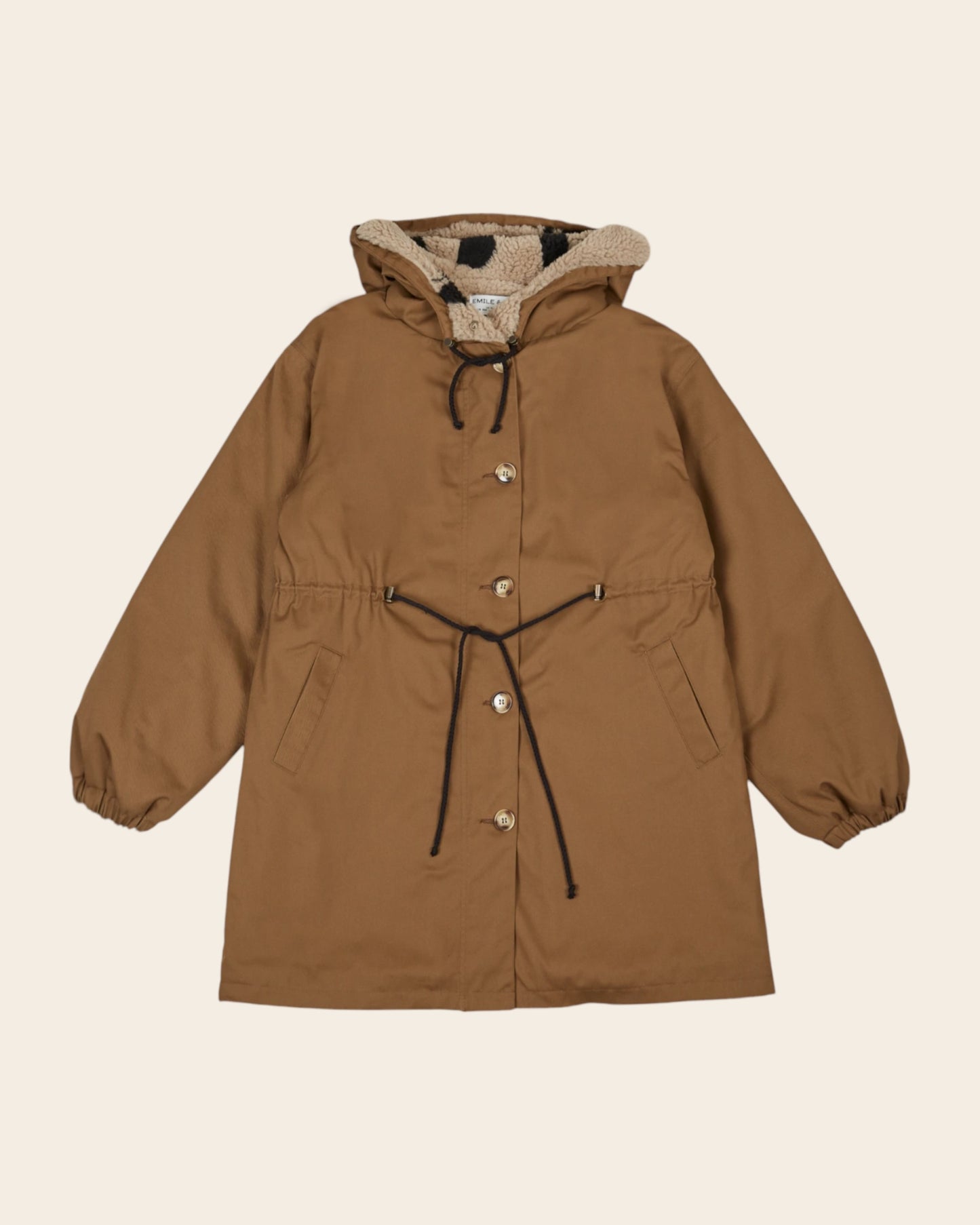 chestnut fleece-lined parka