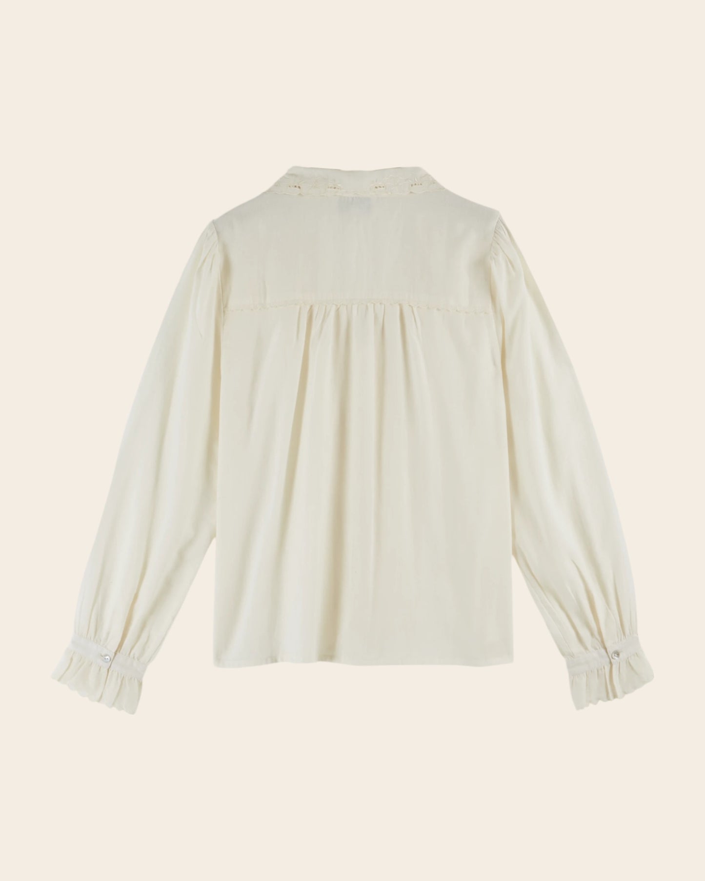Blouse brodée en coton écru