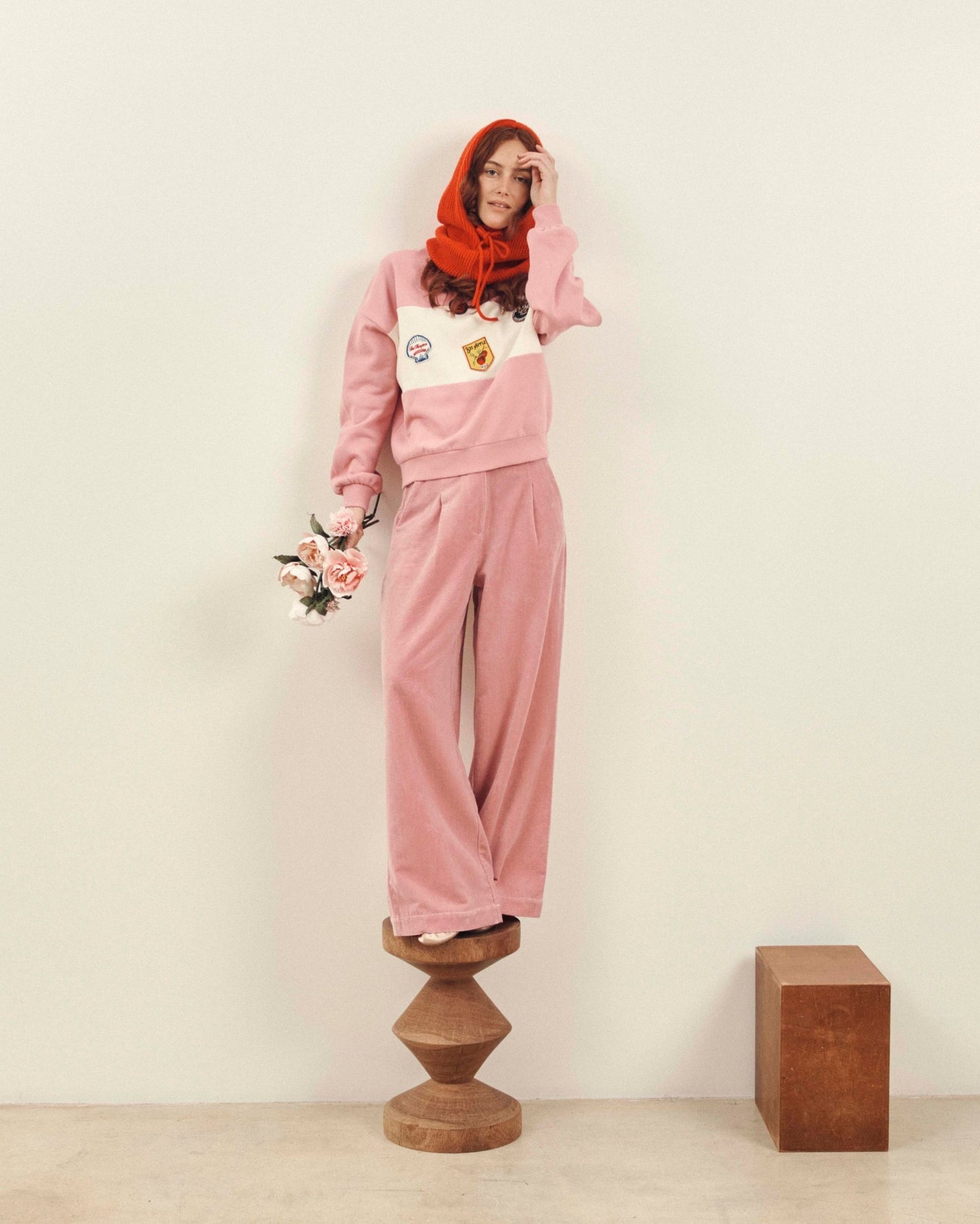Pantalon velours rose