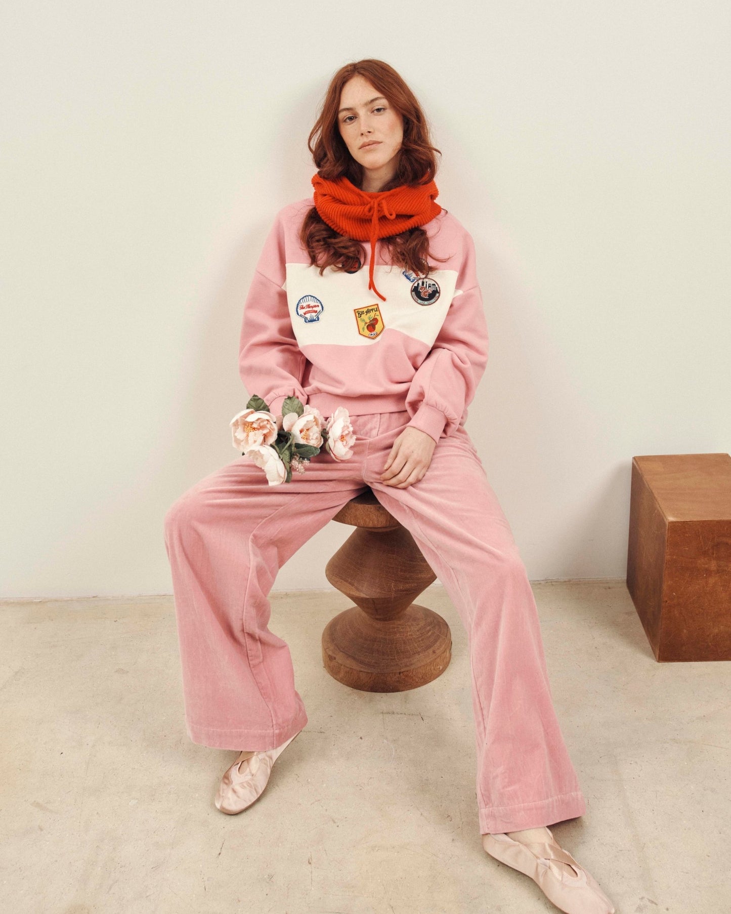Pantalon velours rose