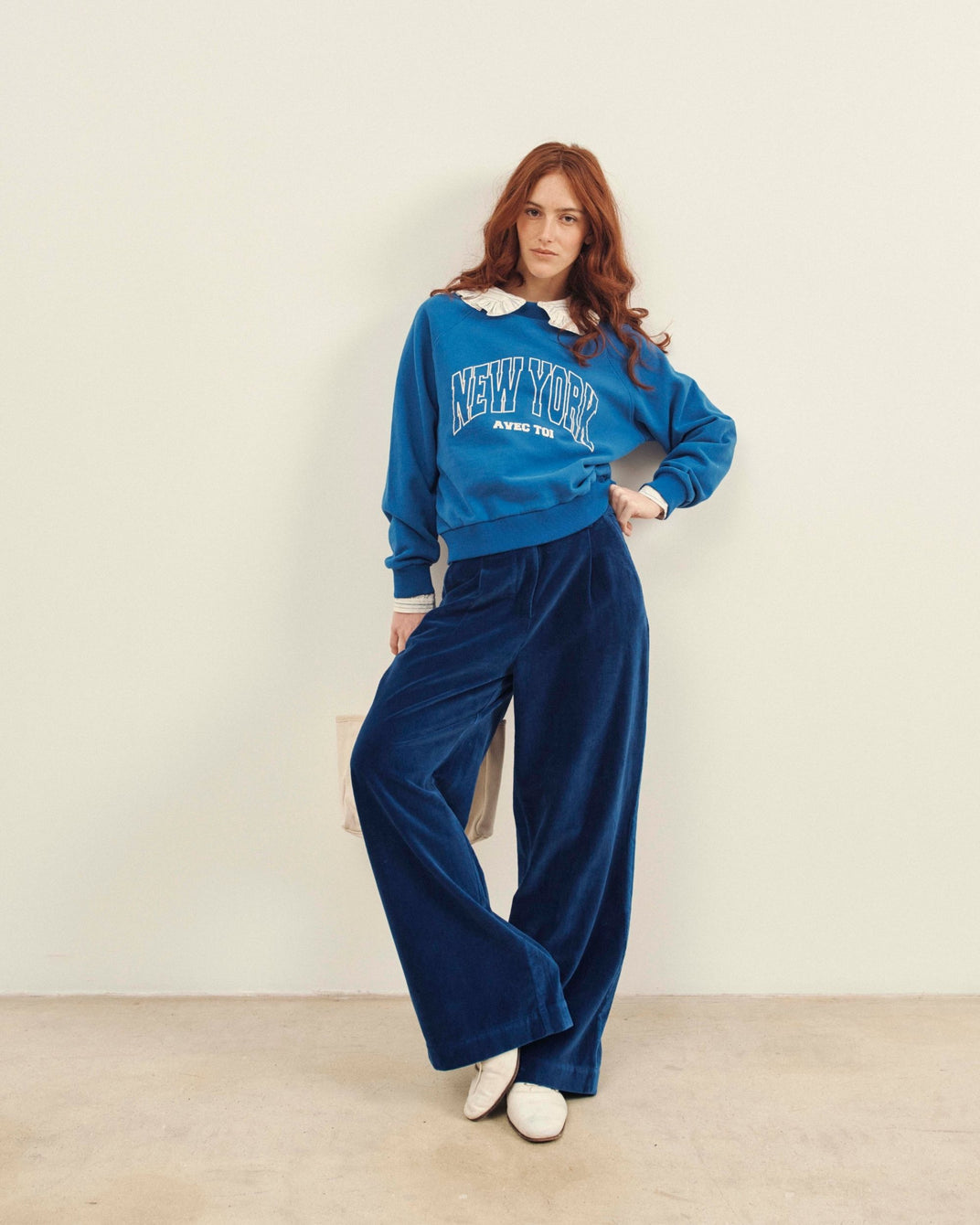 wide royal velvet pants