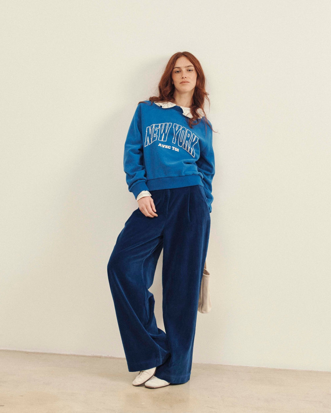 wide royal velvet pants