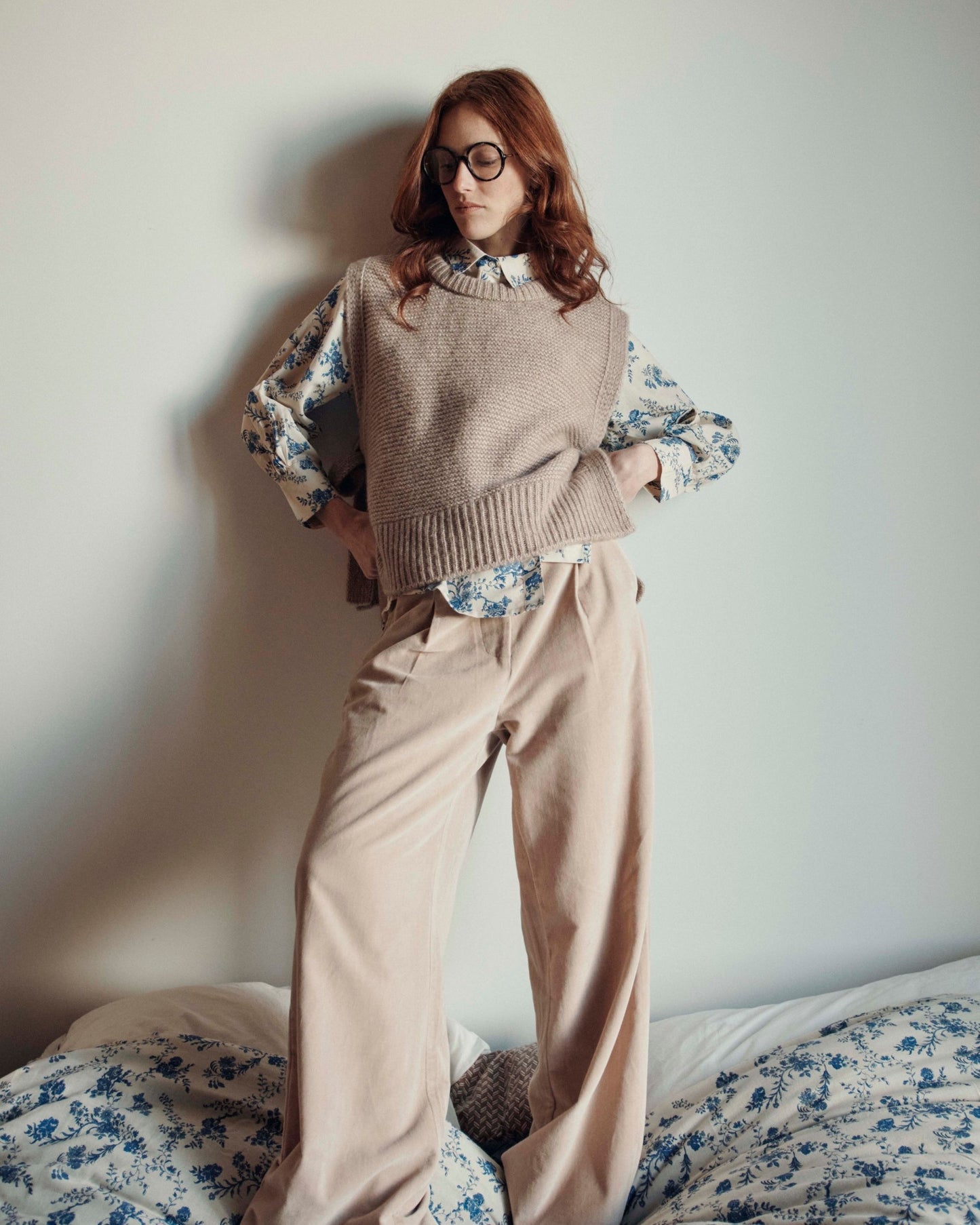 wide sand velvet pants