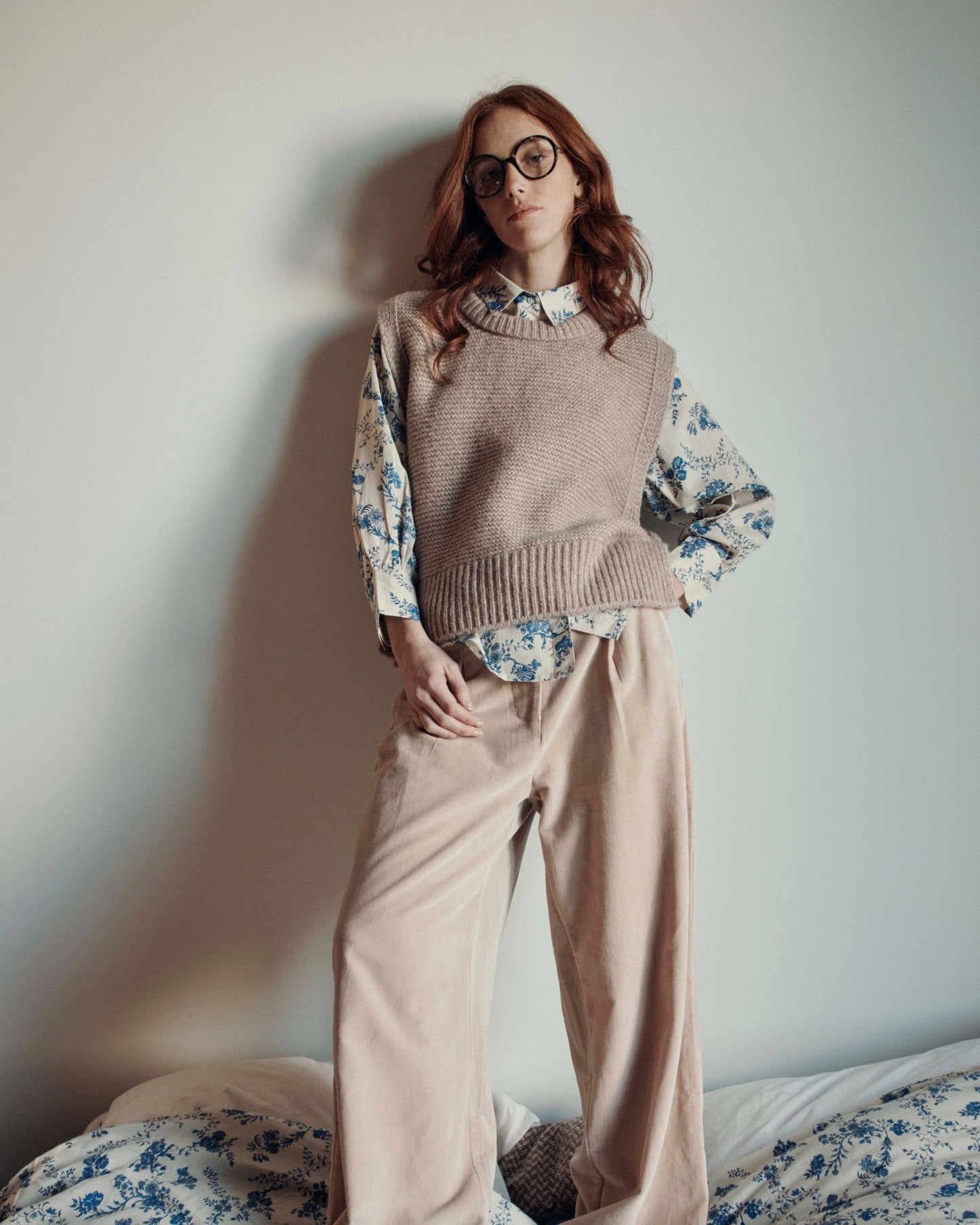 wide sand velvet pants