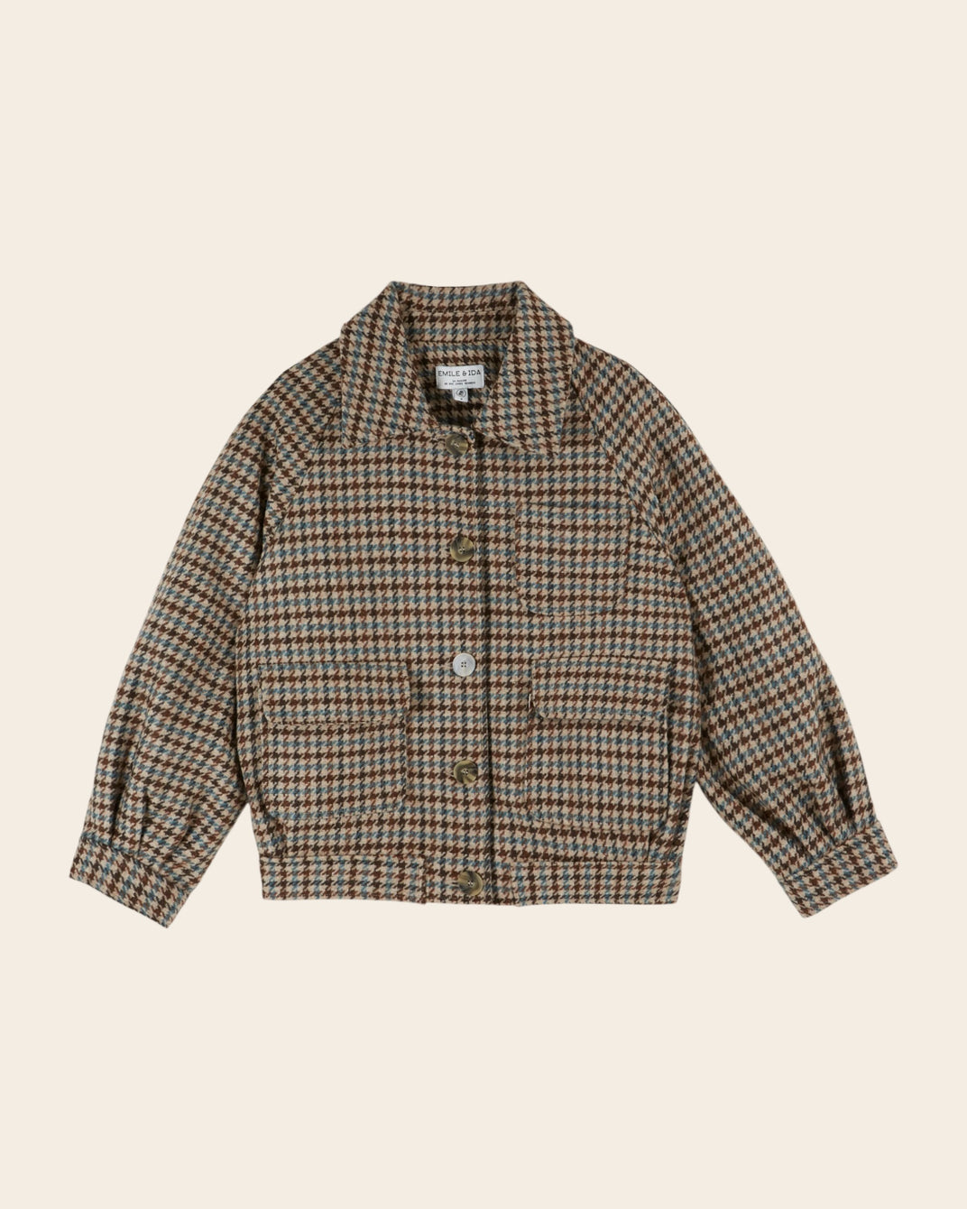 Blouson pied de coq beige et marron