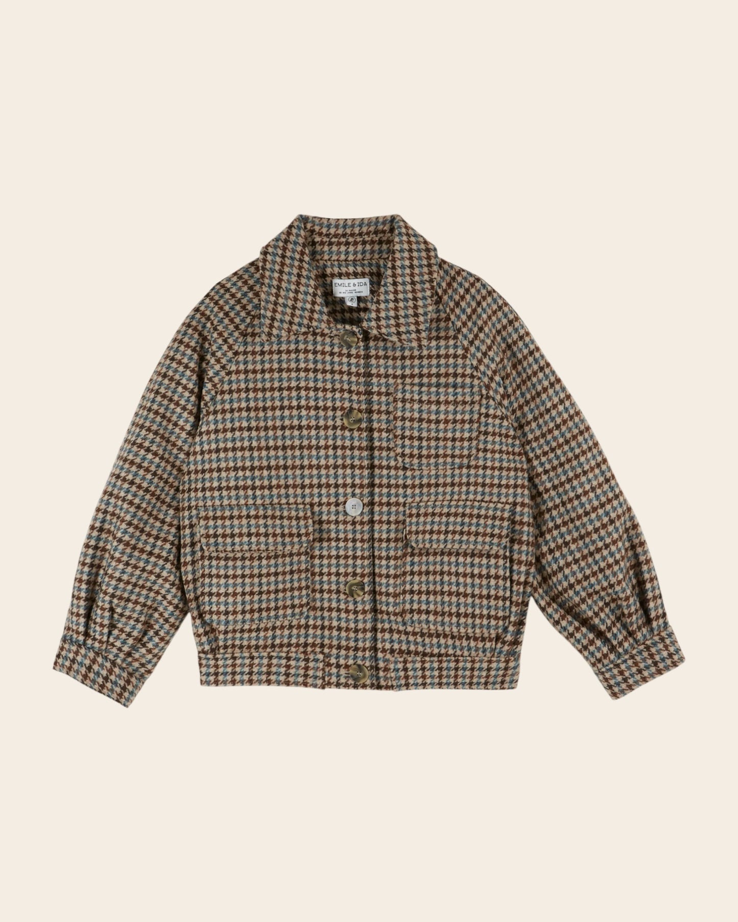 Blouson pied de coq beige et marron