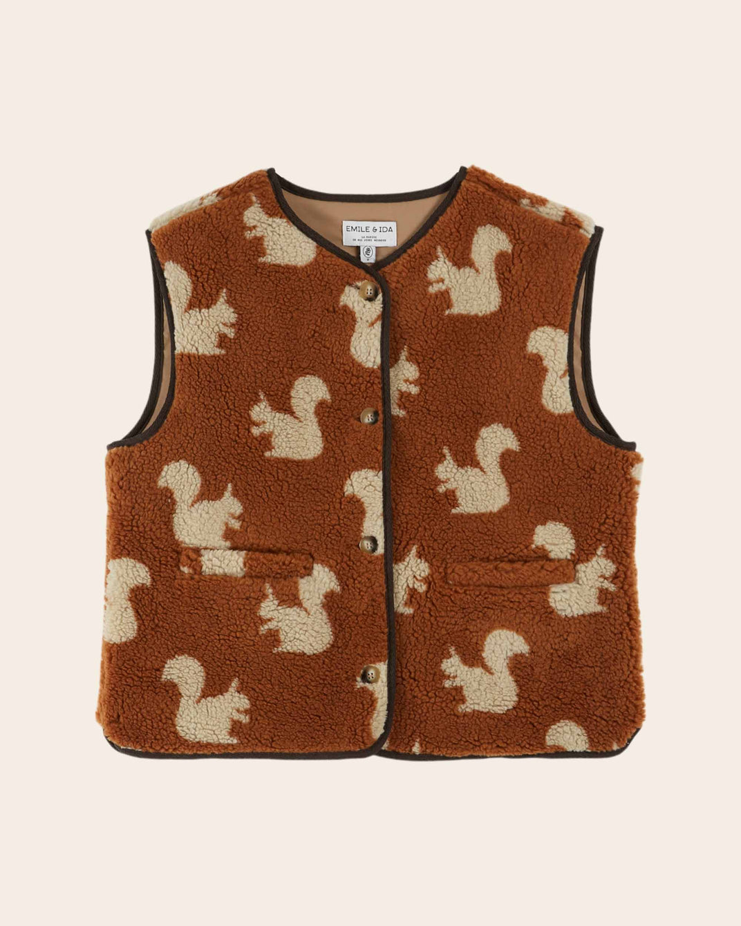 Veste sans manches sherpa écureuil marron