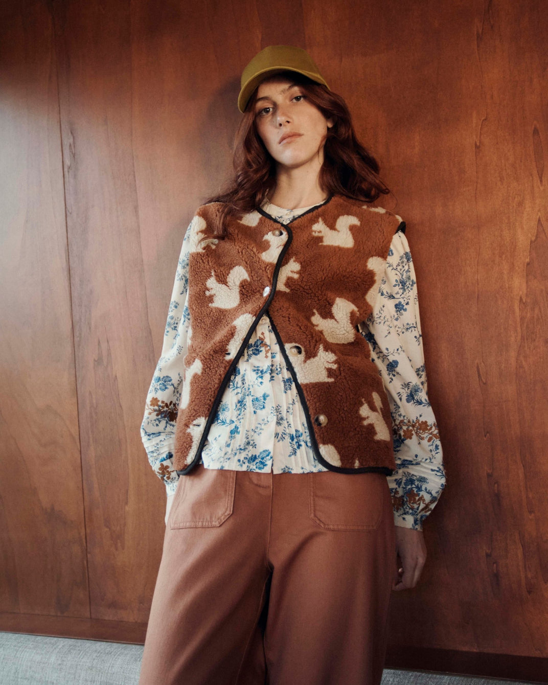 Veste sans manches sherpa écureuil marron