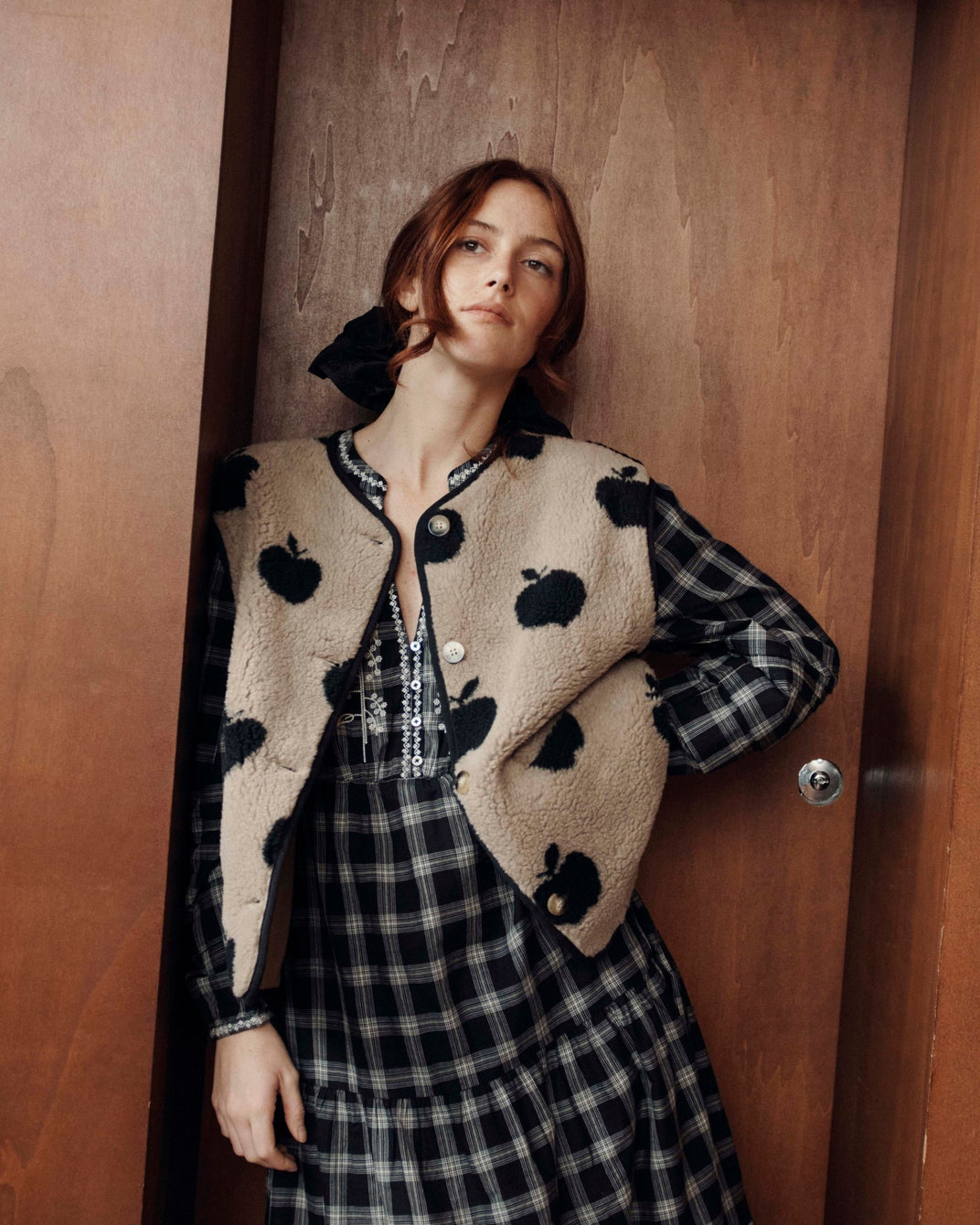 Veste sans manches sherpa pommes grège