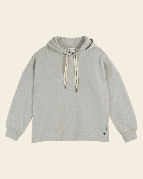 Sweat à capuche coton bio gris chiné