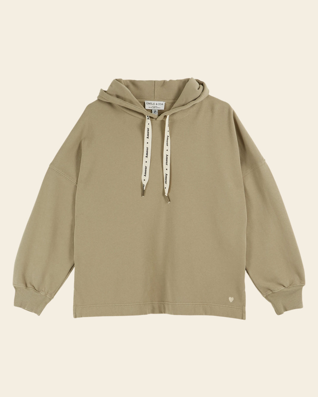 Sweat à capuche coton bio kaki