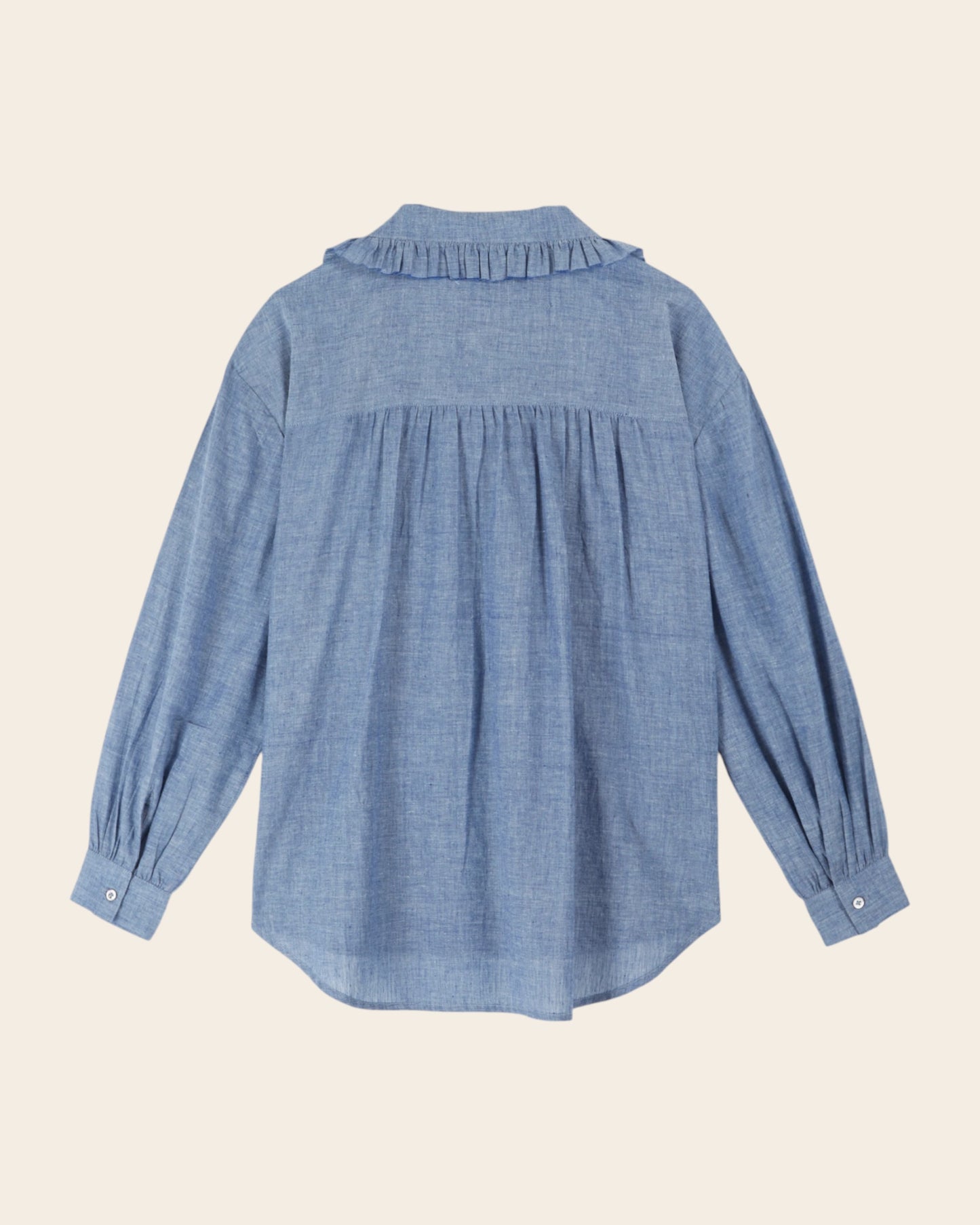 Blouse volantée chambrey bleu chiné