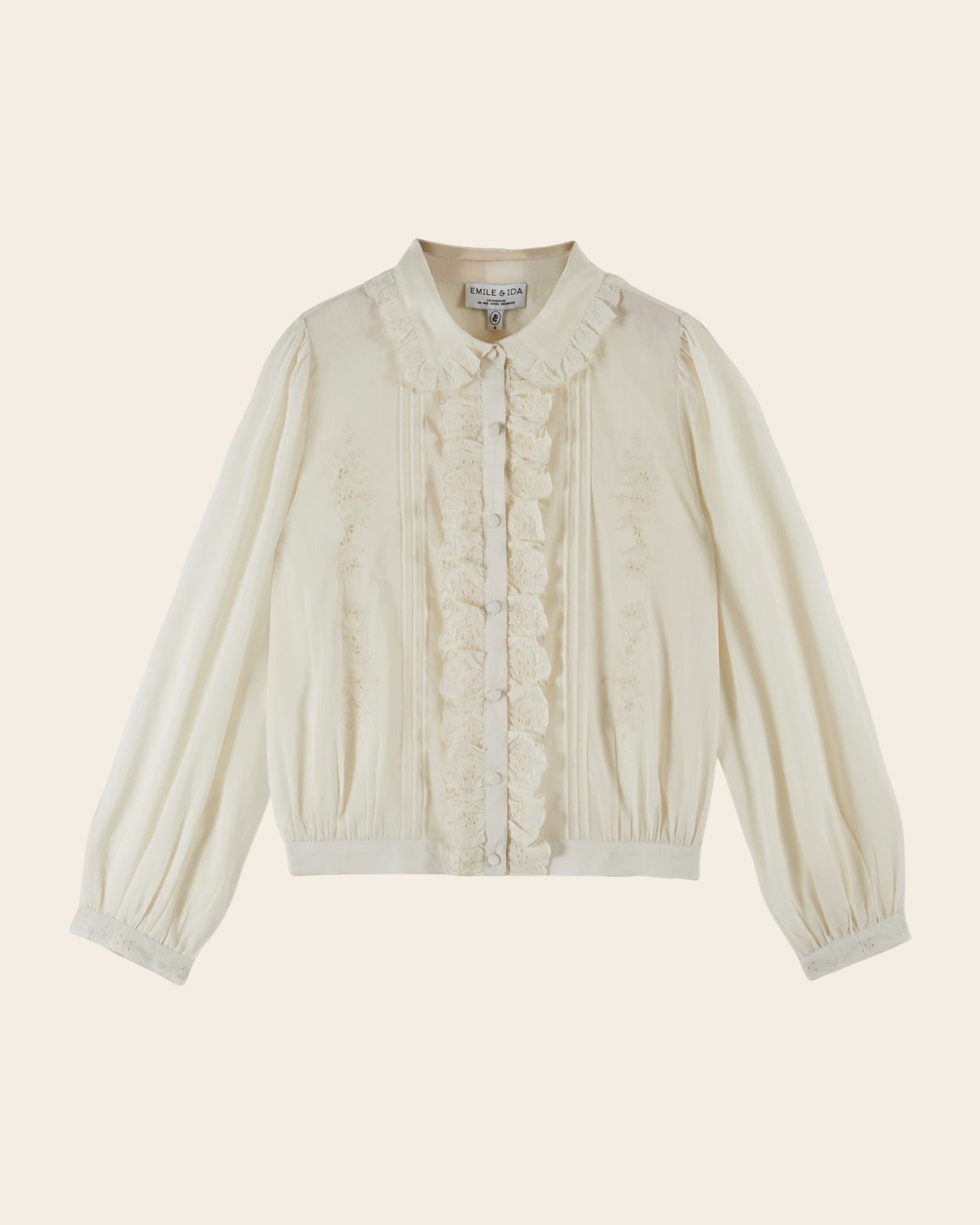 Blouse volantée broderie anglaise écru