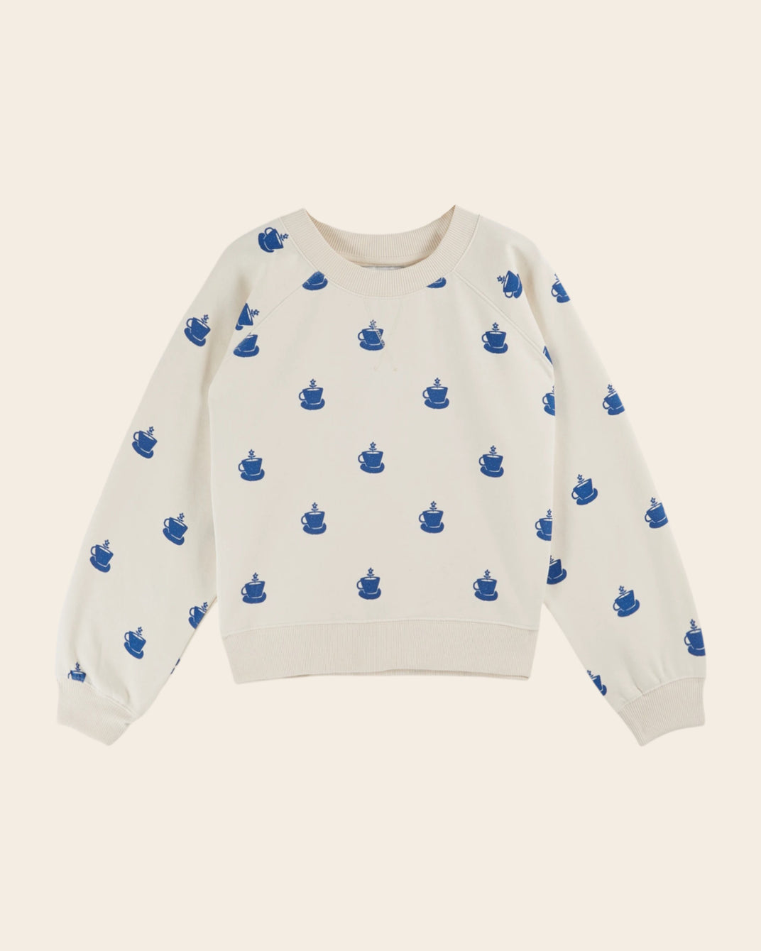 short sweatshirt printed with ao cups cream
