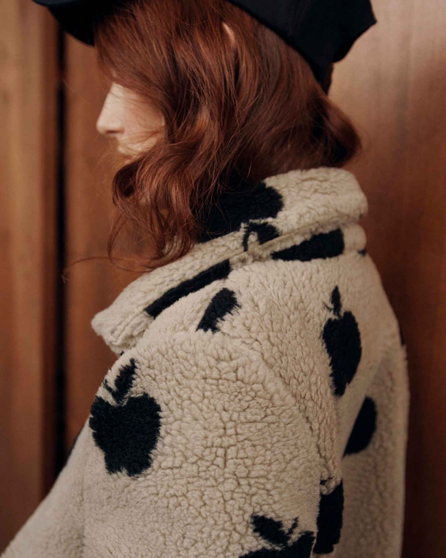 Veste sherpa pommes grège
