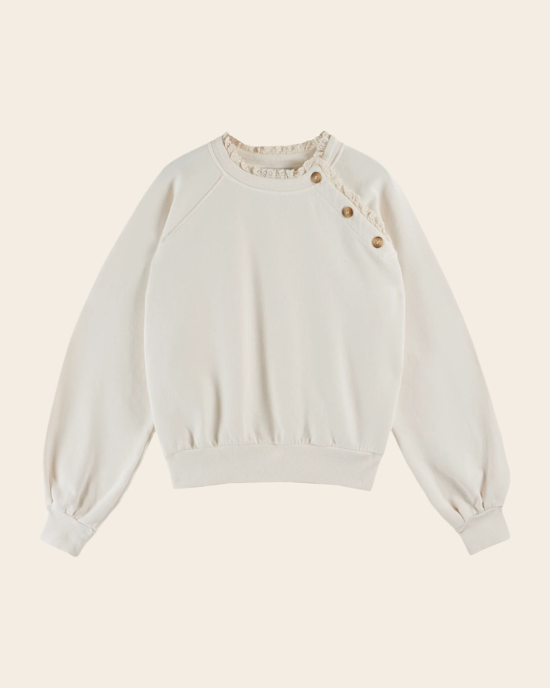 cream English embroidery sweatshirt