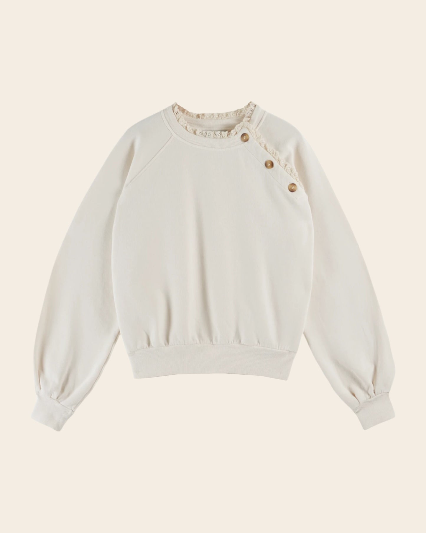 Sweat broderie anglaise coton bio écru