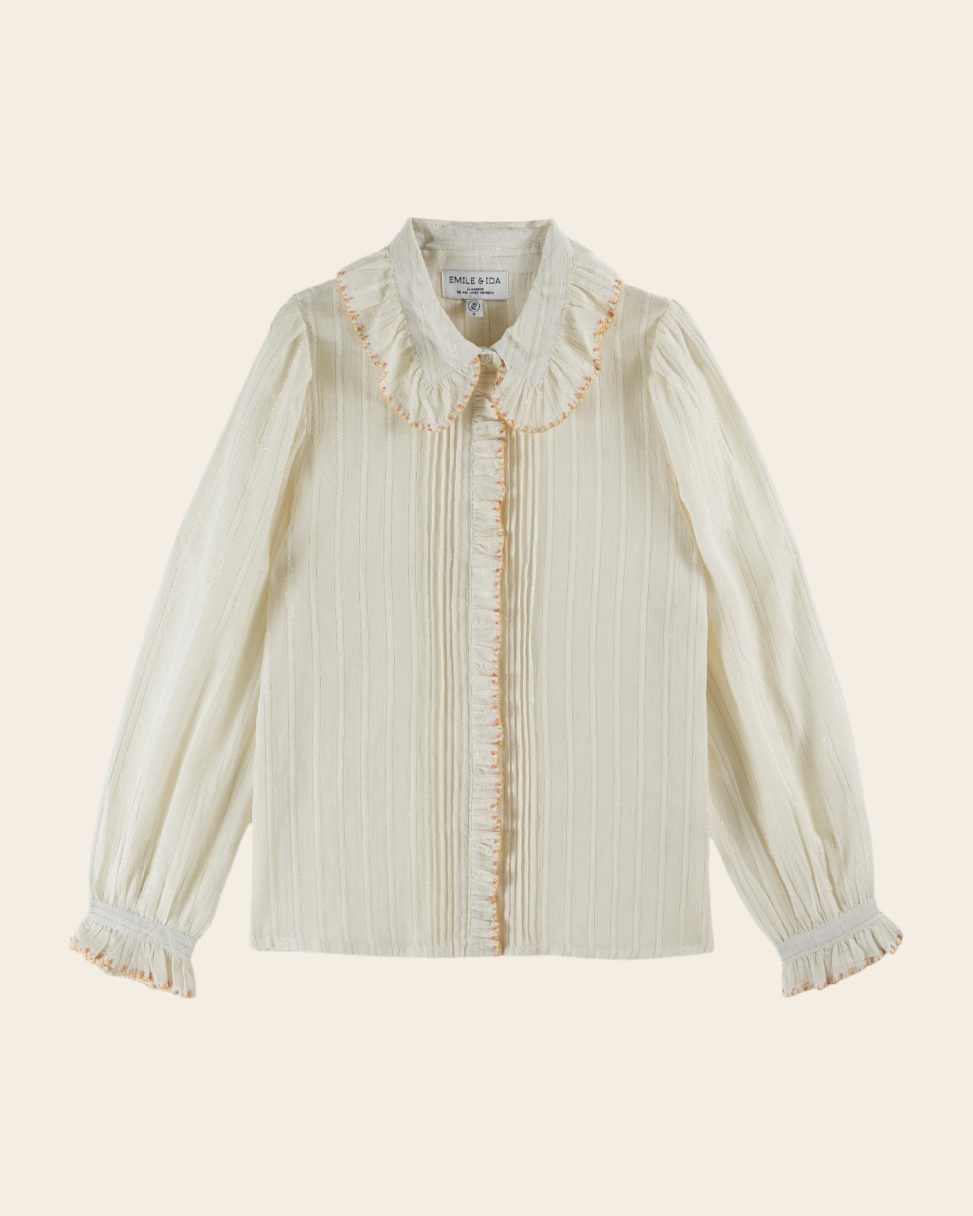 Blouse lurex à perles écru