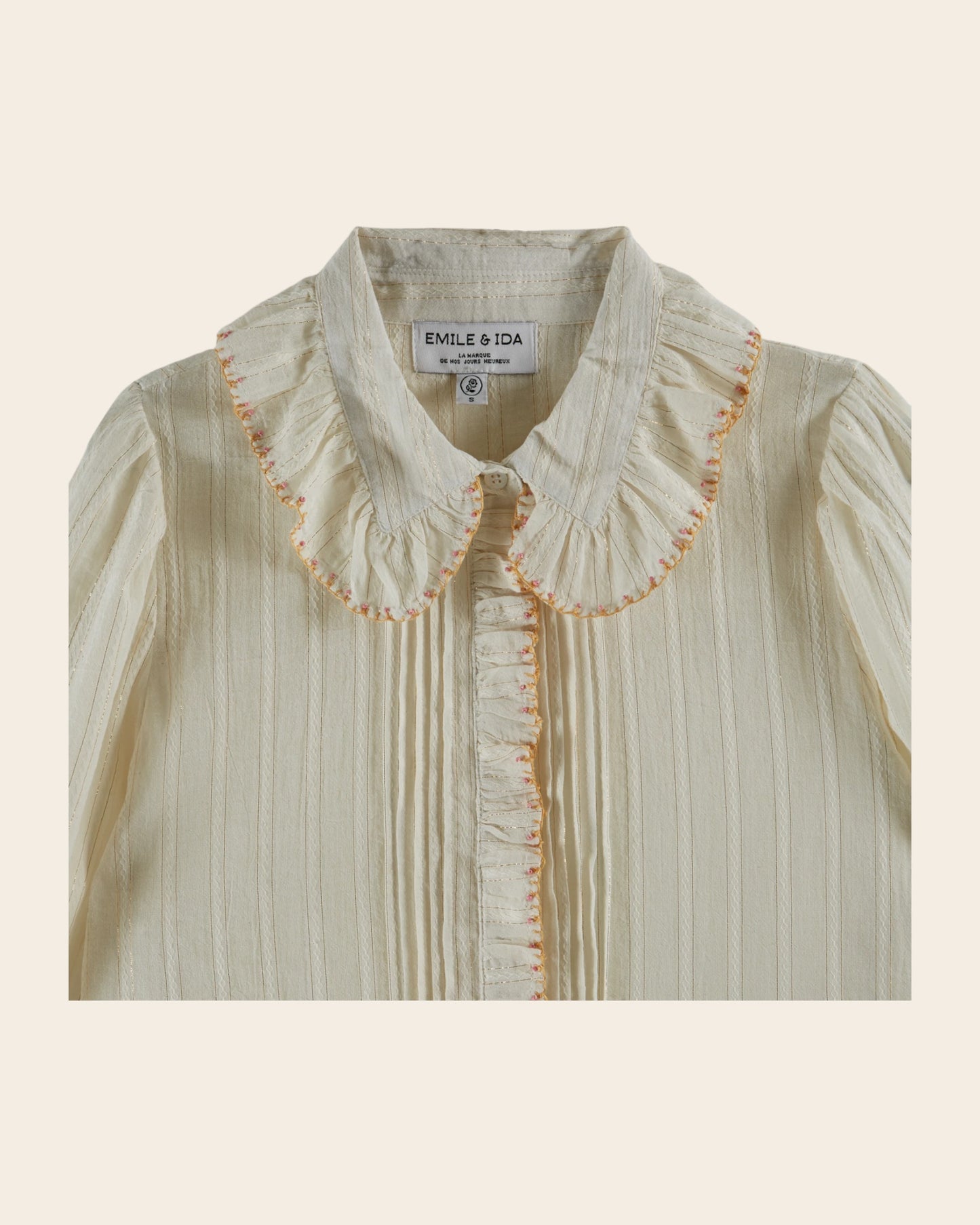 Blouse lurex à perles écru