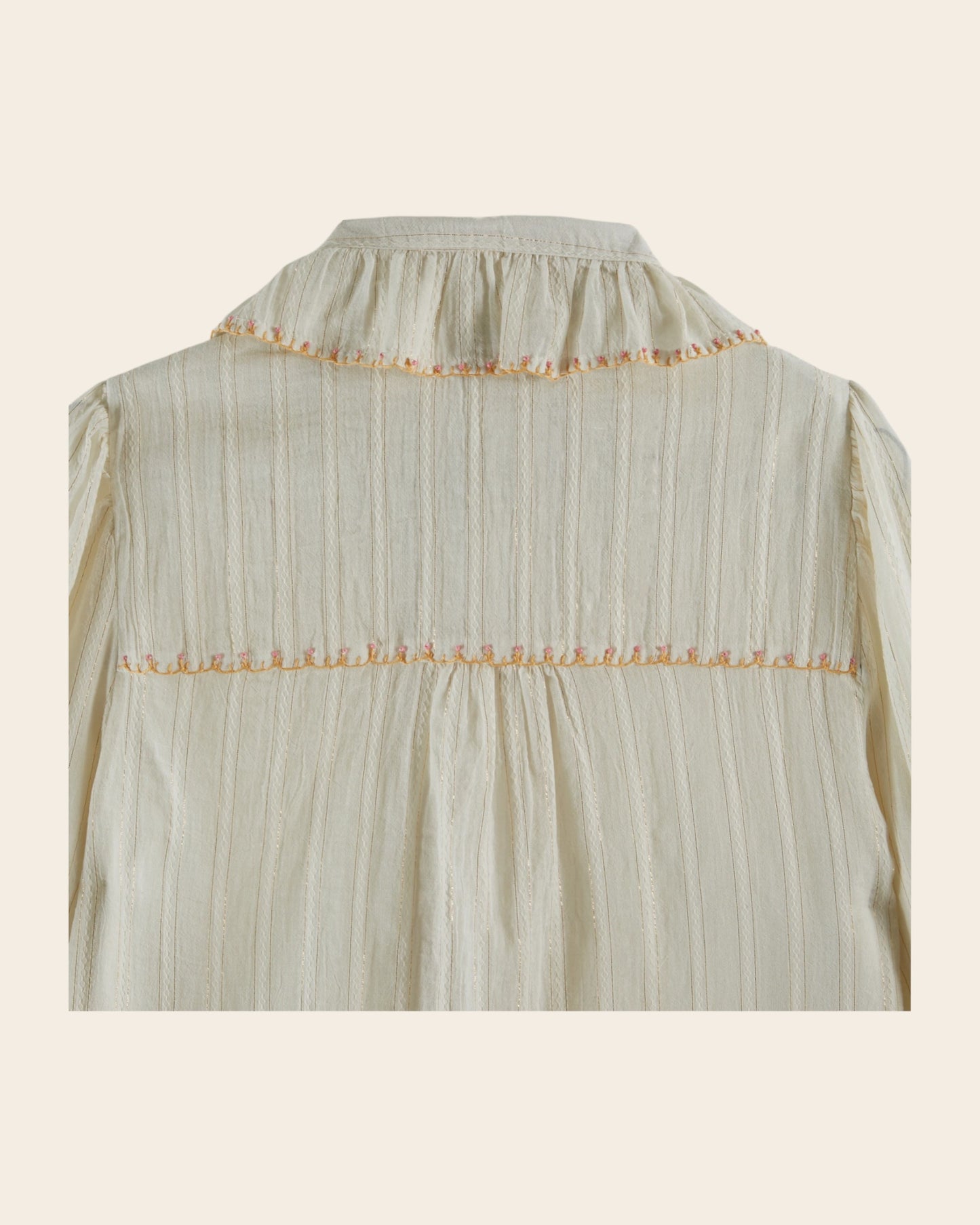Blouse lurex à perles écru