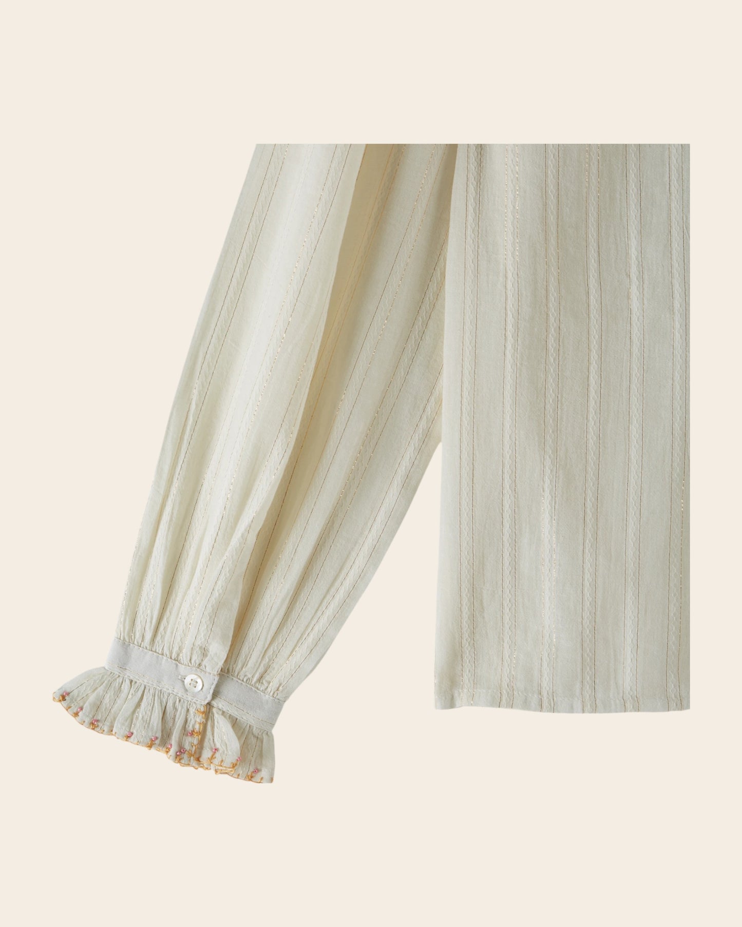 Blouse lurex à perles écru