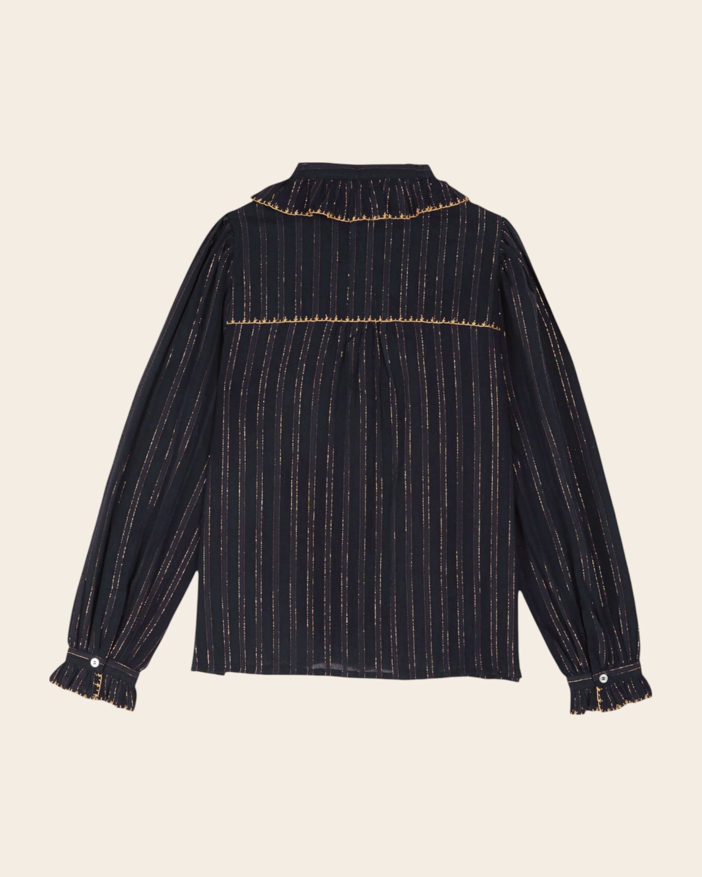 Blouse lurex à perles bleu marine