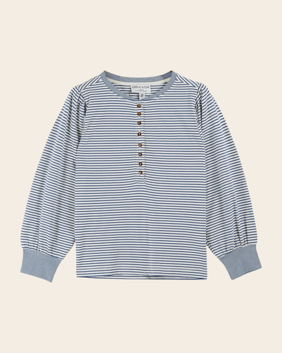 striped baseball collar t-shirt in ecru/ice floe