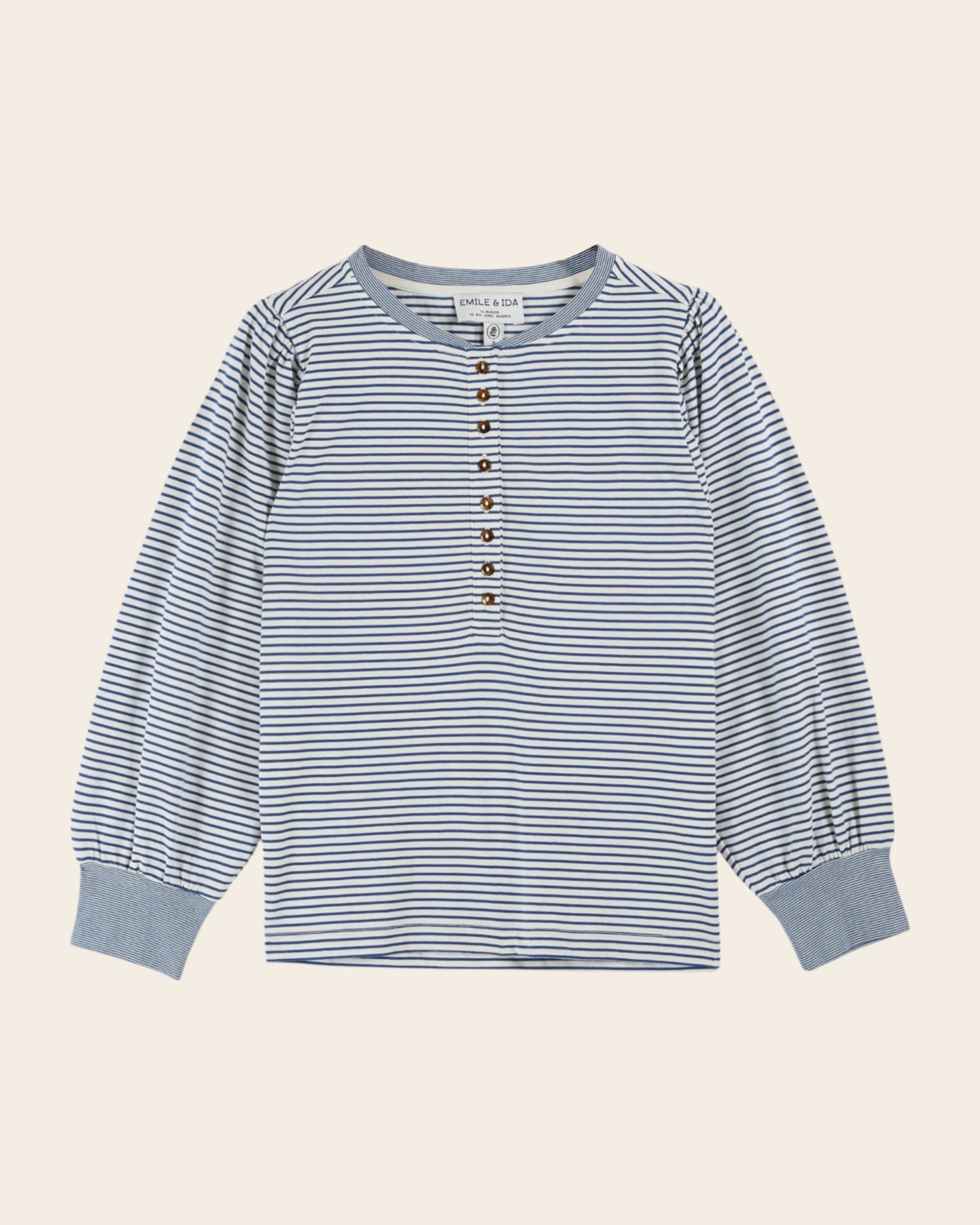 striped baseball collar t-shirt in ecru/ice floe