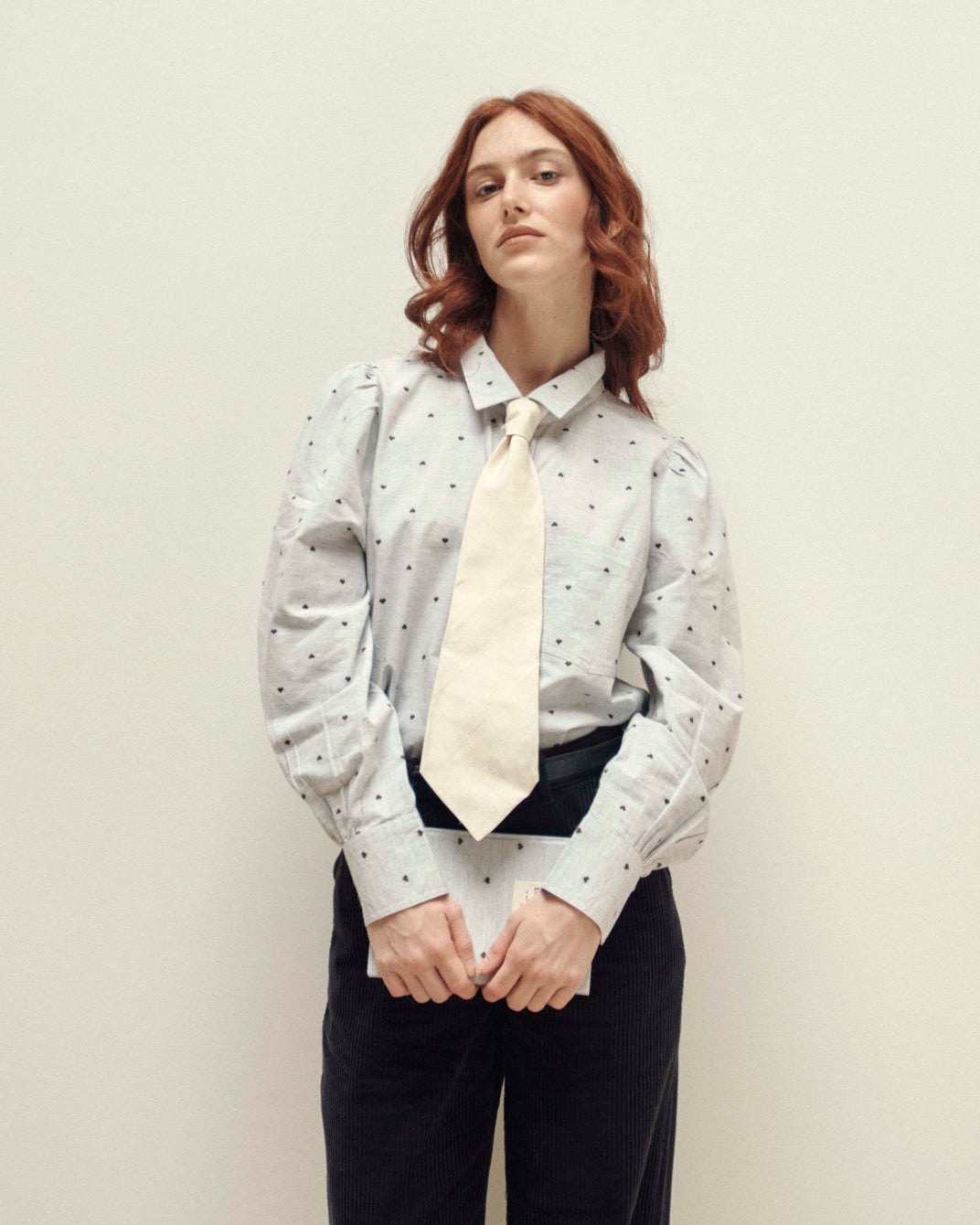 Chemise jacquard coeur gris