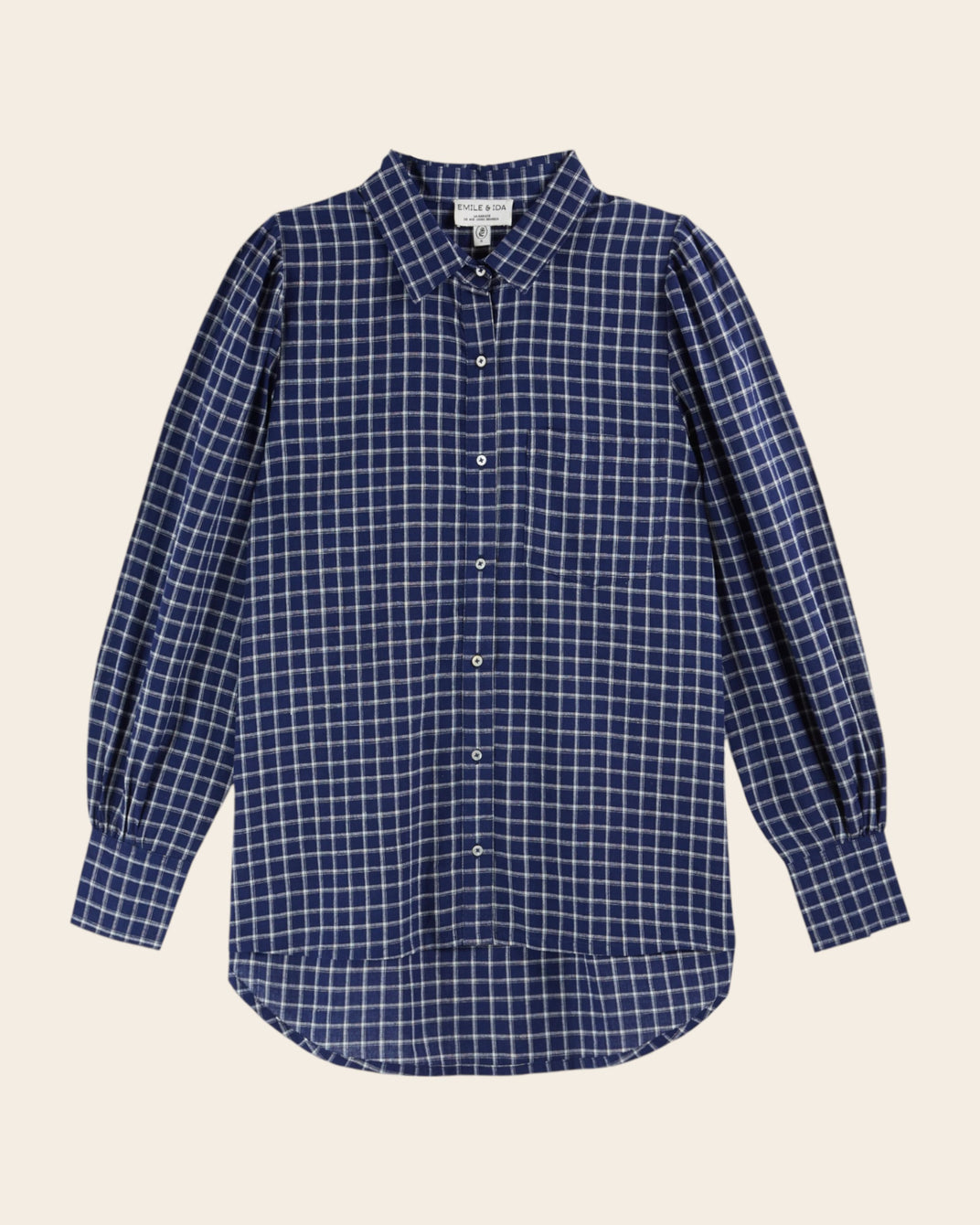 Chemise khadi à carreaux bleu