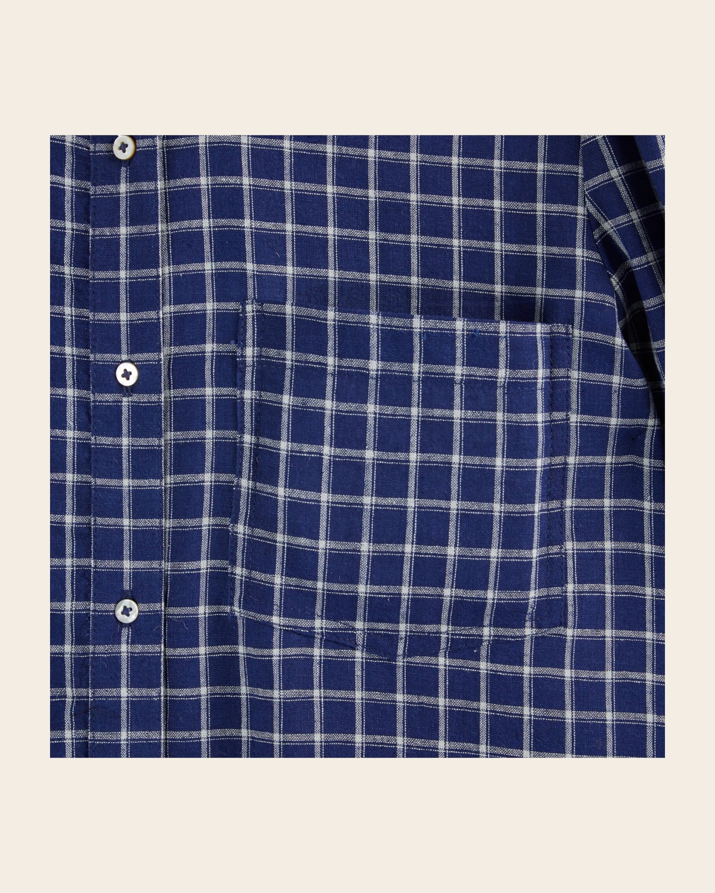 Chemise khadi à carreaux bleu