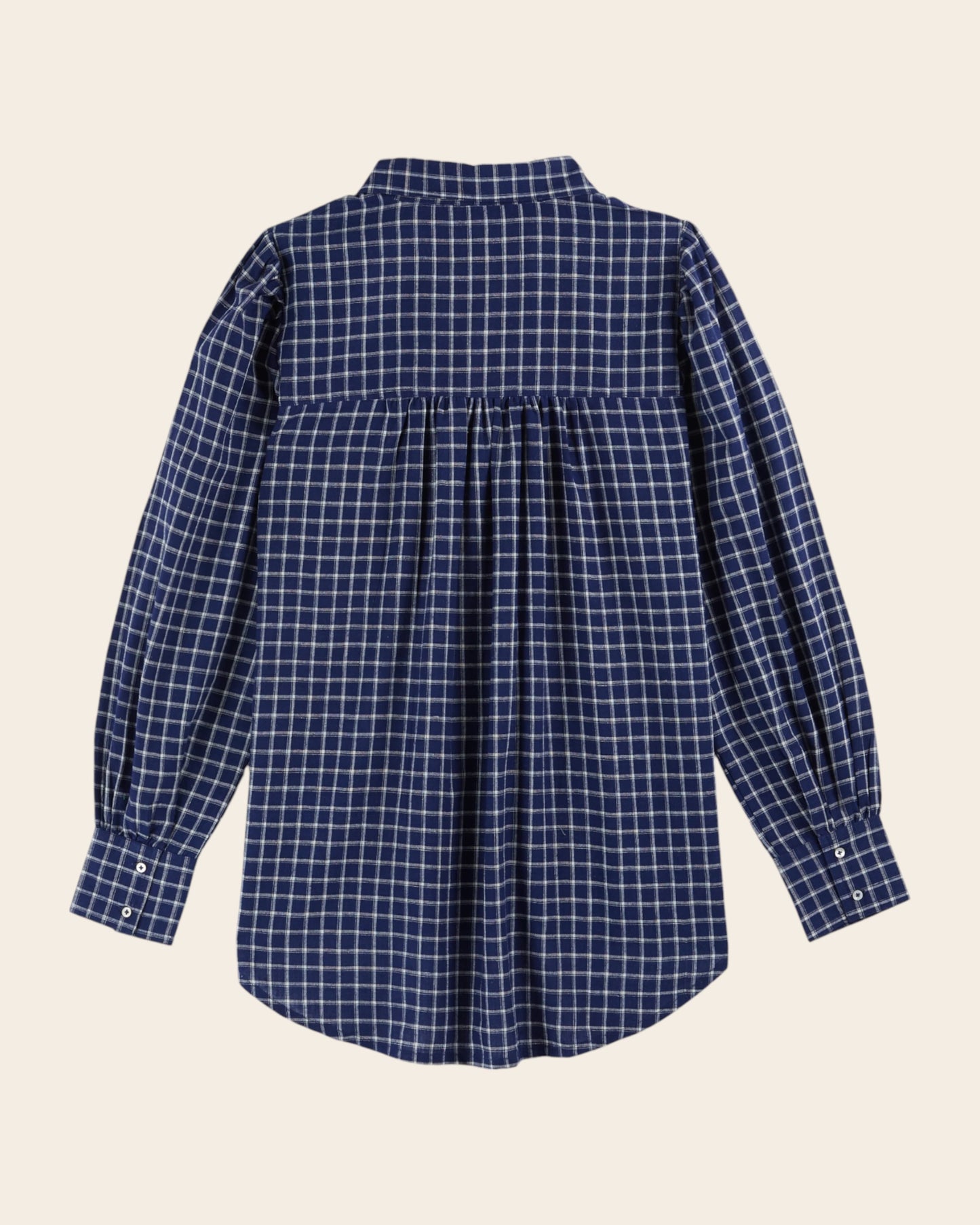 Chemise khadi à carreaux bleu