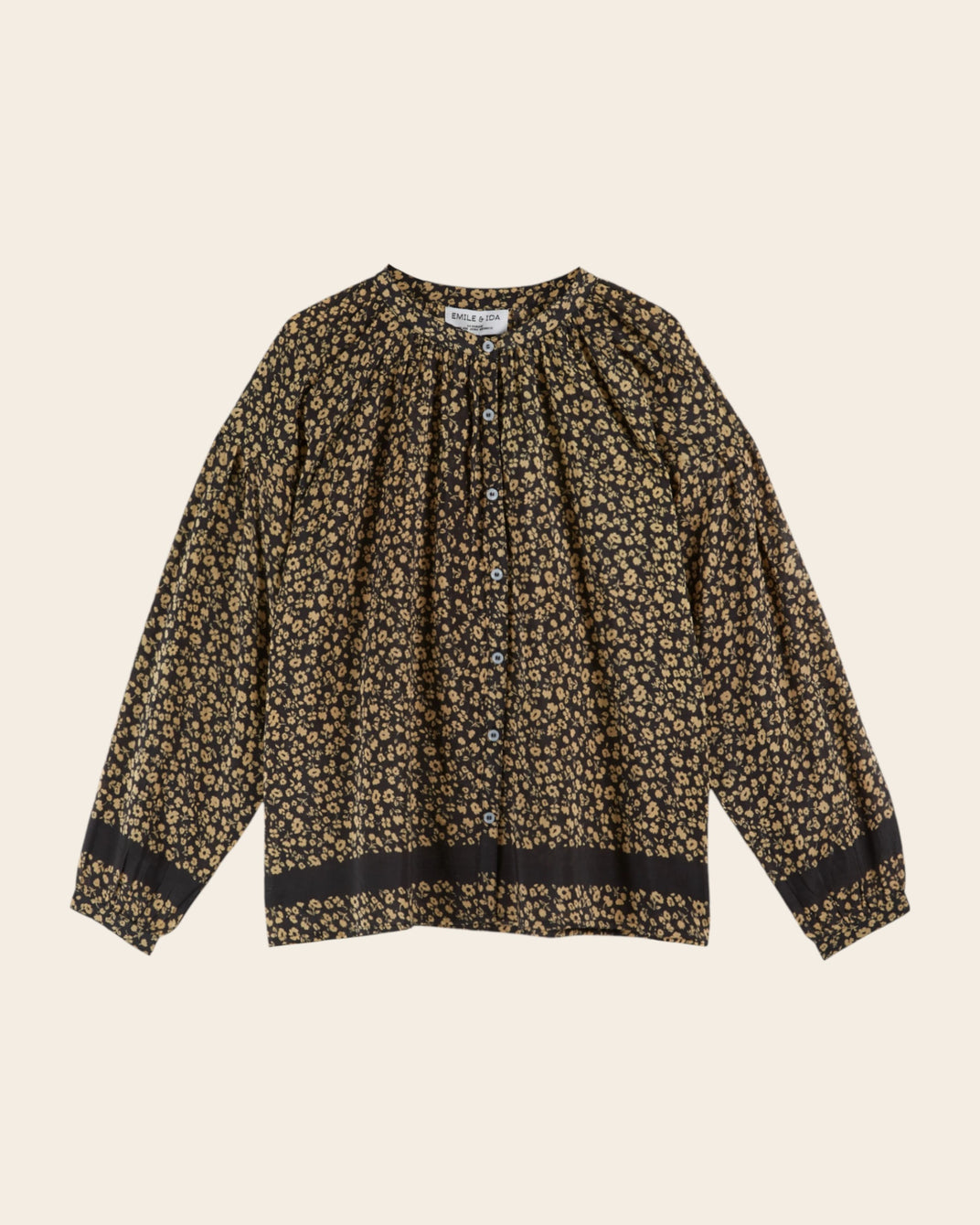 Blouse boutonnée coton et soie anémone