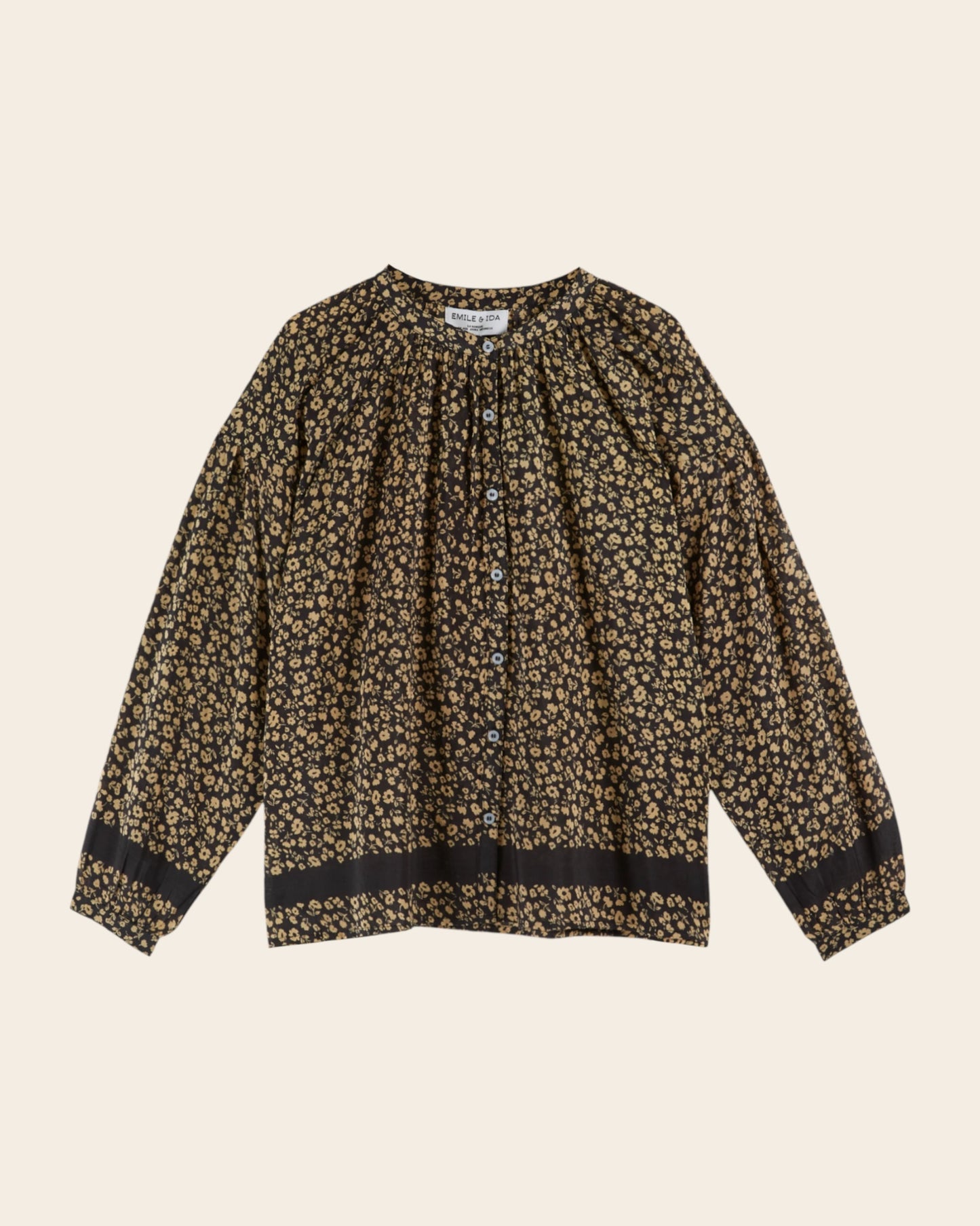 Blouse boutonnée coton et soie anémone