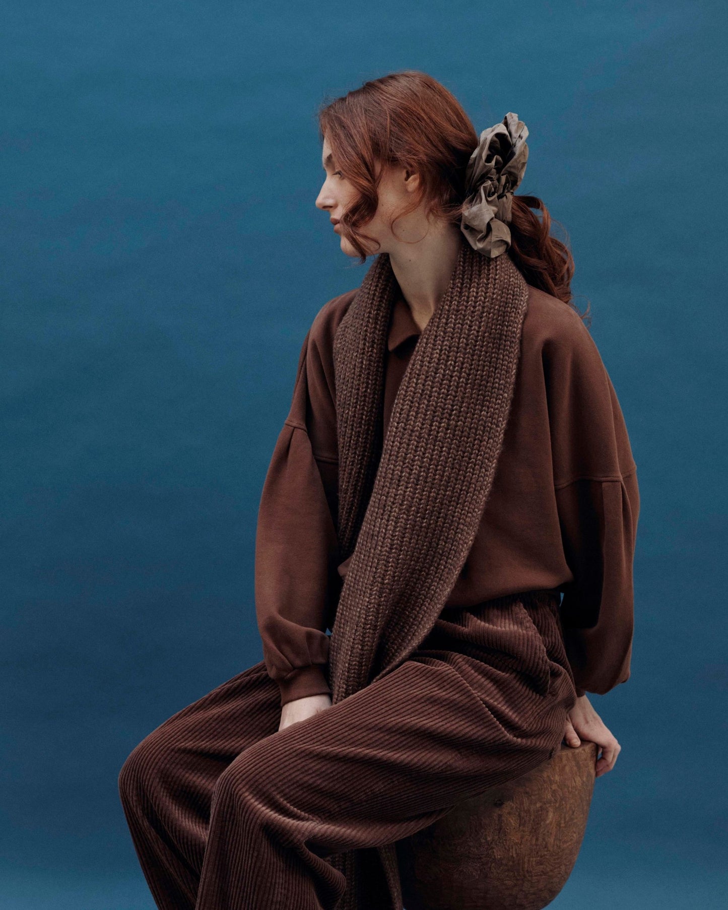 Echarpe laine mérinos marron