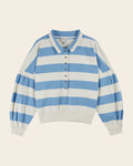 ecru/ice floe rugby stripe sweatshirt
