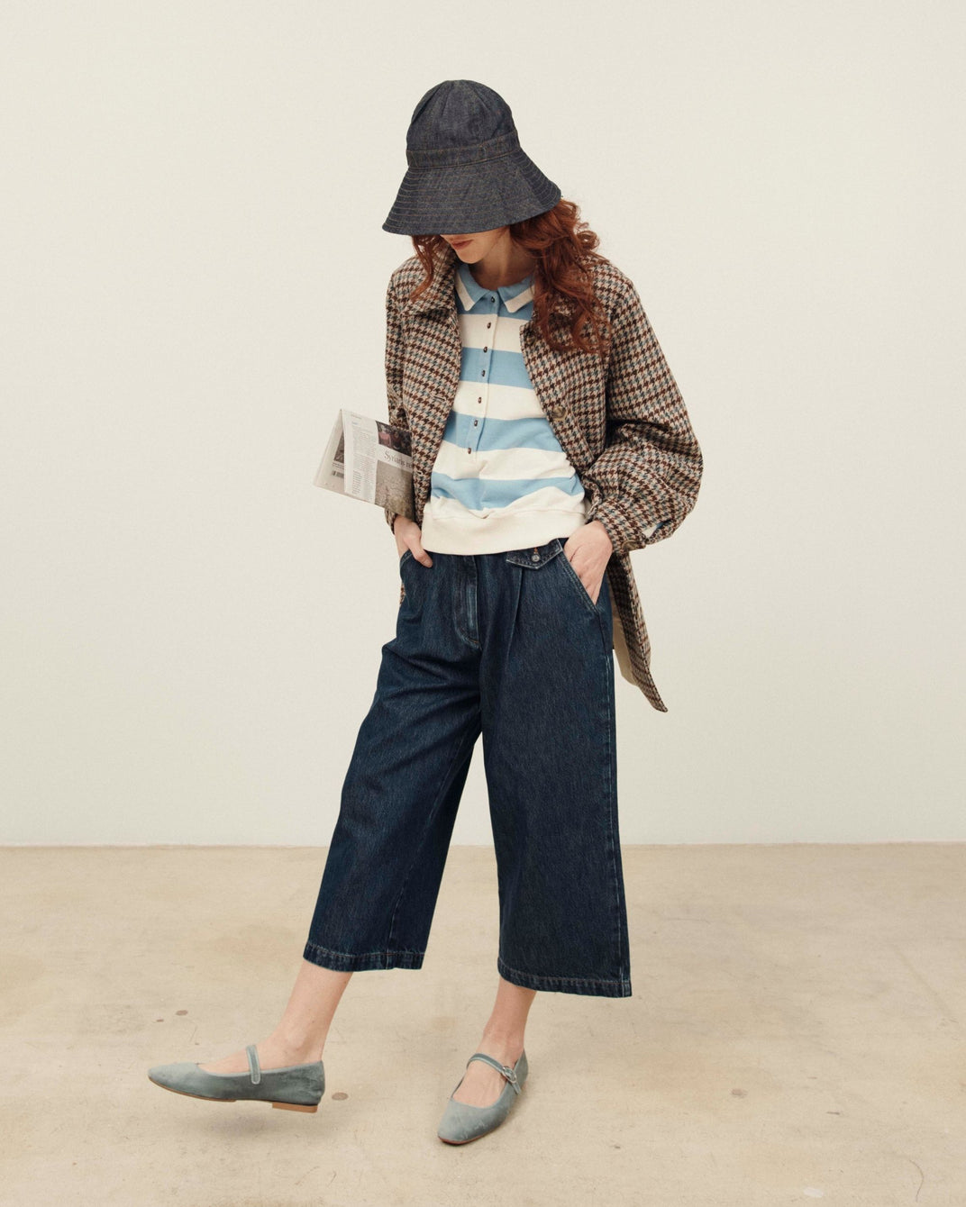 ecru/ice floe rugby stripe sweatshirt