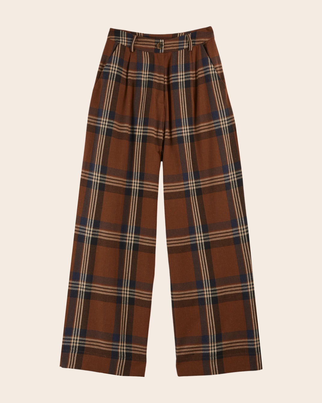 wide-legged checked pants