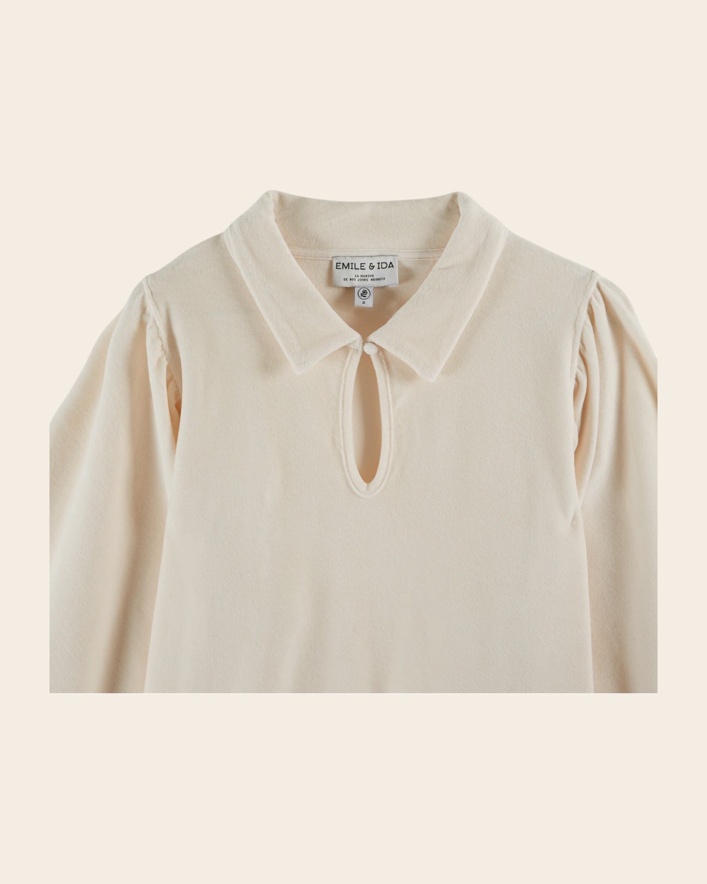 cream velour balloon sleeve sweatshirt