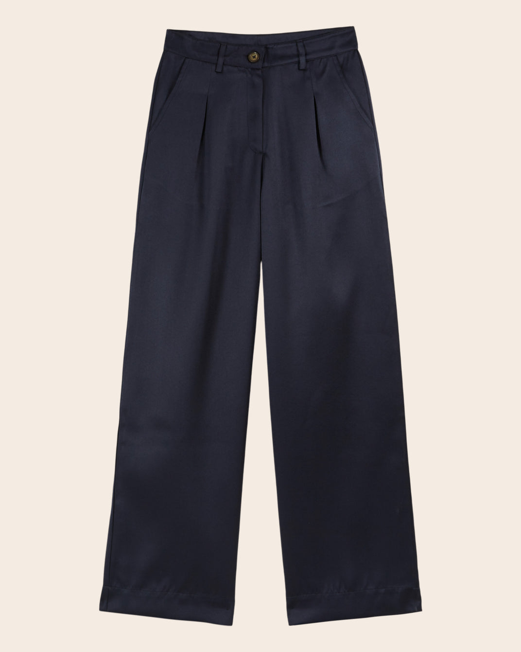 Pantalon taille haute satiné navy